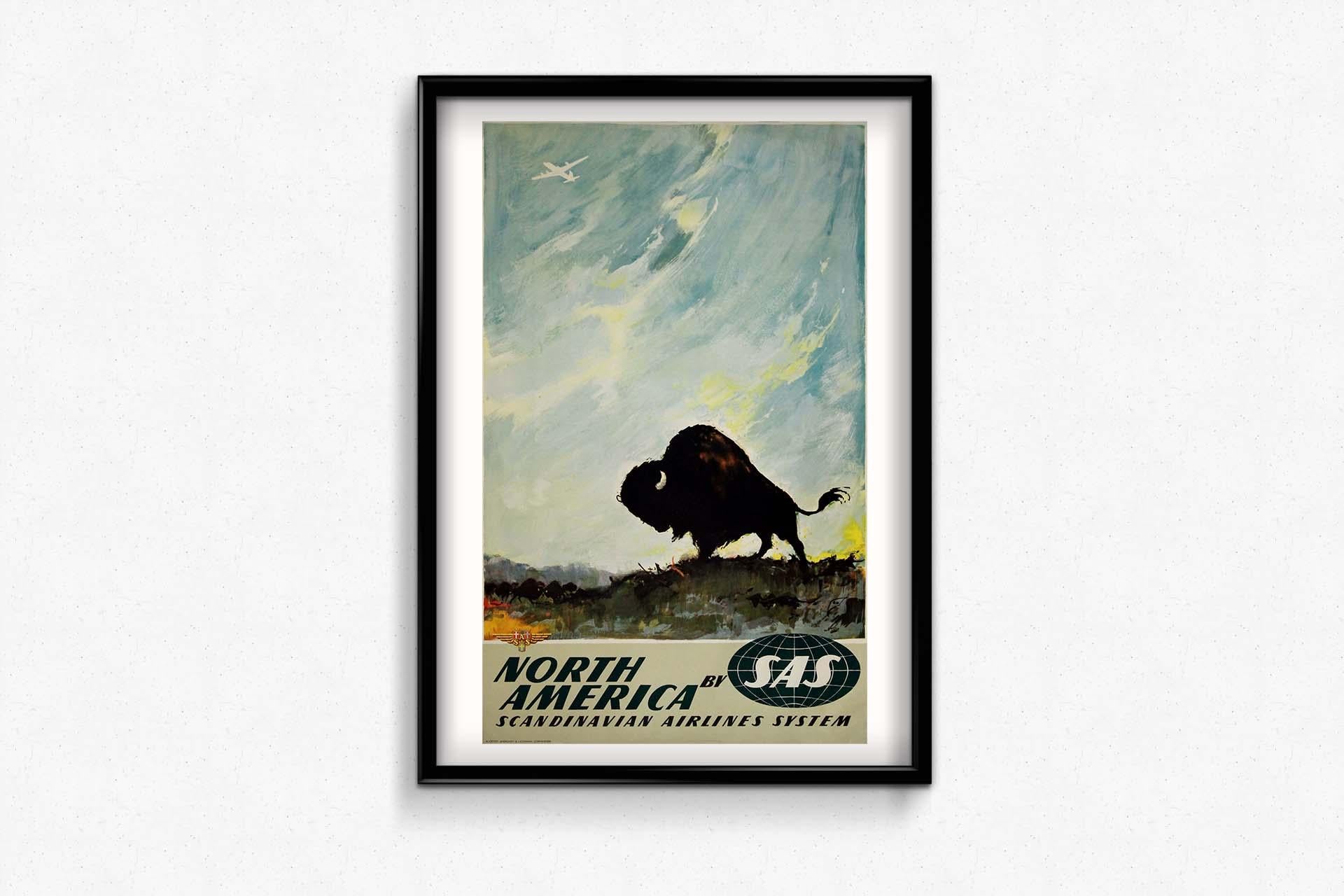 Original travel poster by Otto Nielsen for SAS to North America For Sale 1