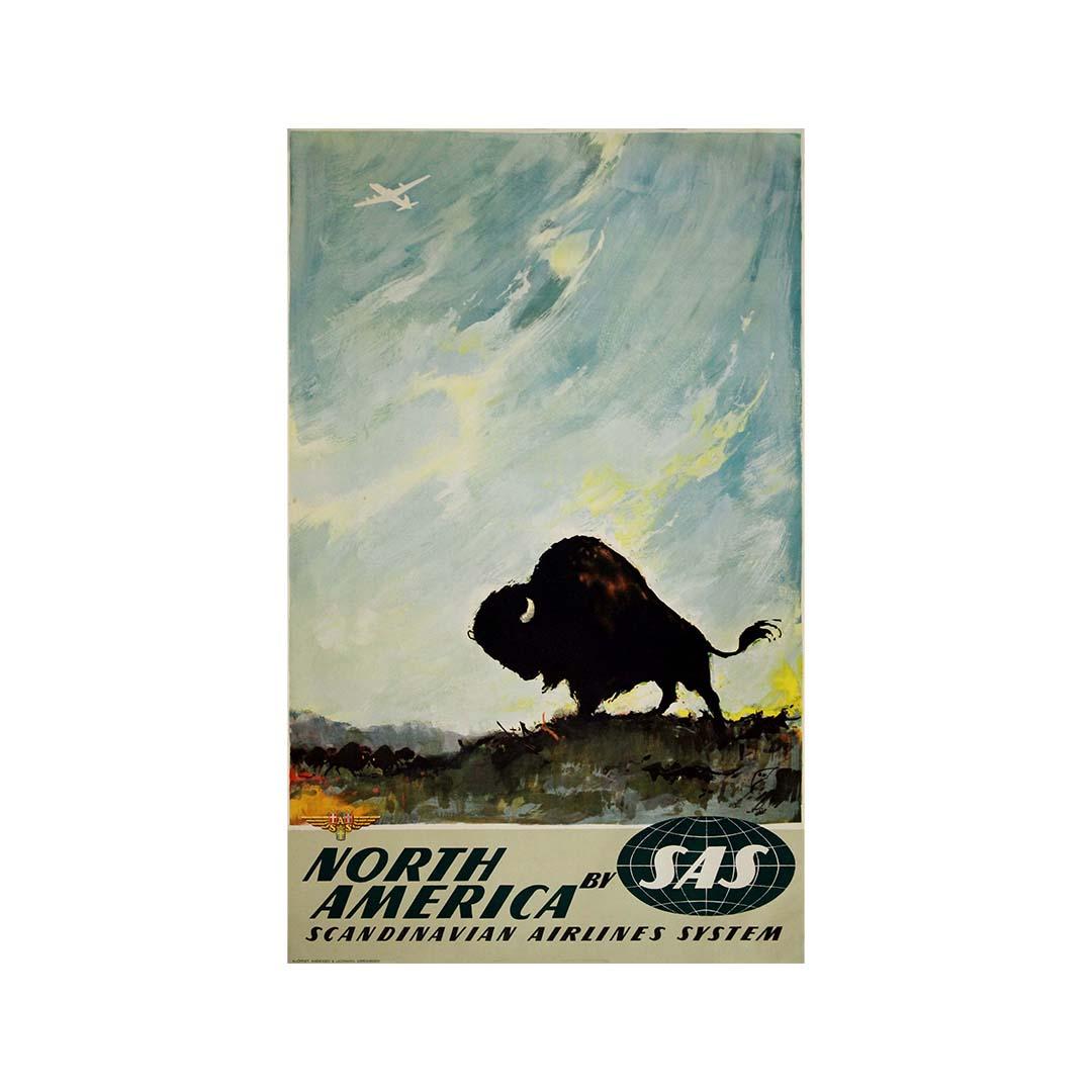 Original travel poster by Otto Nielsen for SAS to North America For Sale 3