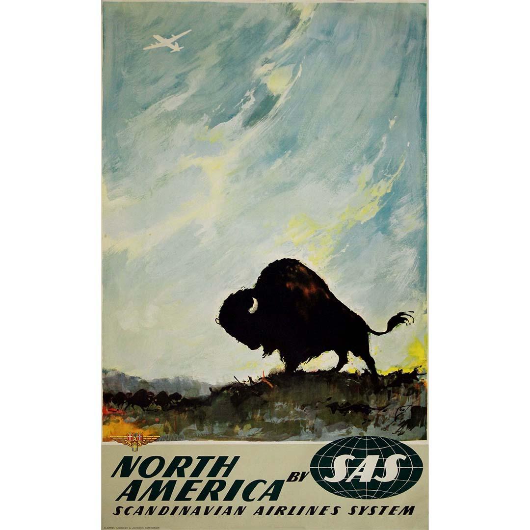 Affiche de voyage originale d'Otto Nielsen pour SAS en Amérique du Nord