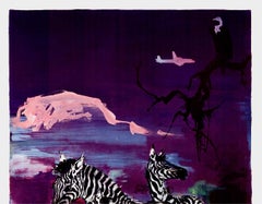 Otto Nielsen – SAS Africa Zebras, 1950s Original Lithograph Poster  on linen