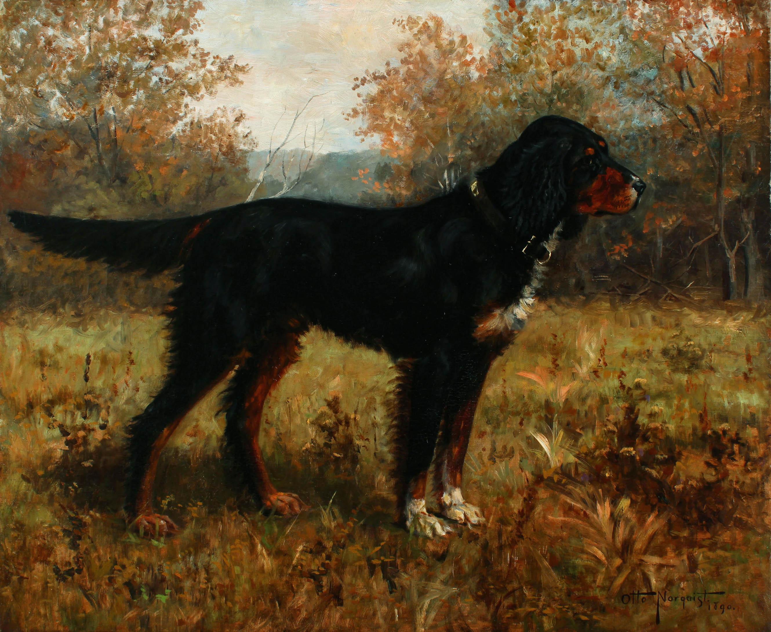 Gordon Setter in einer Landschaft von Otto Norquist (Amerikanisch: 1859-1906) im Angebot 1
