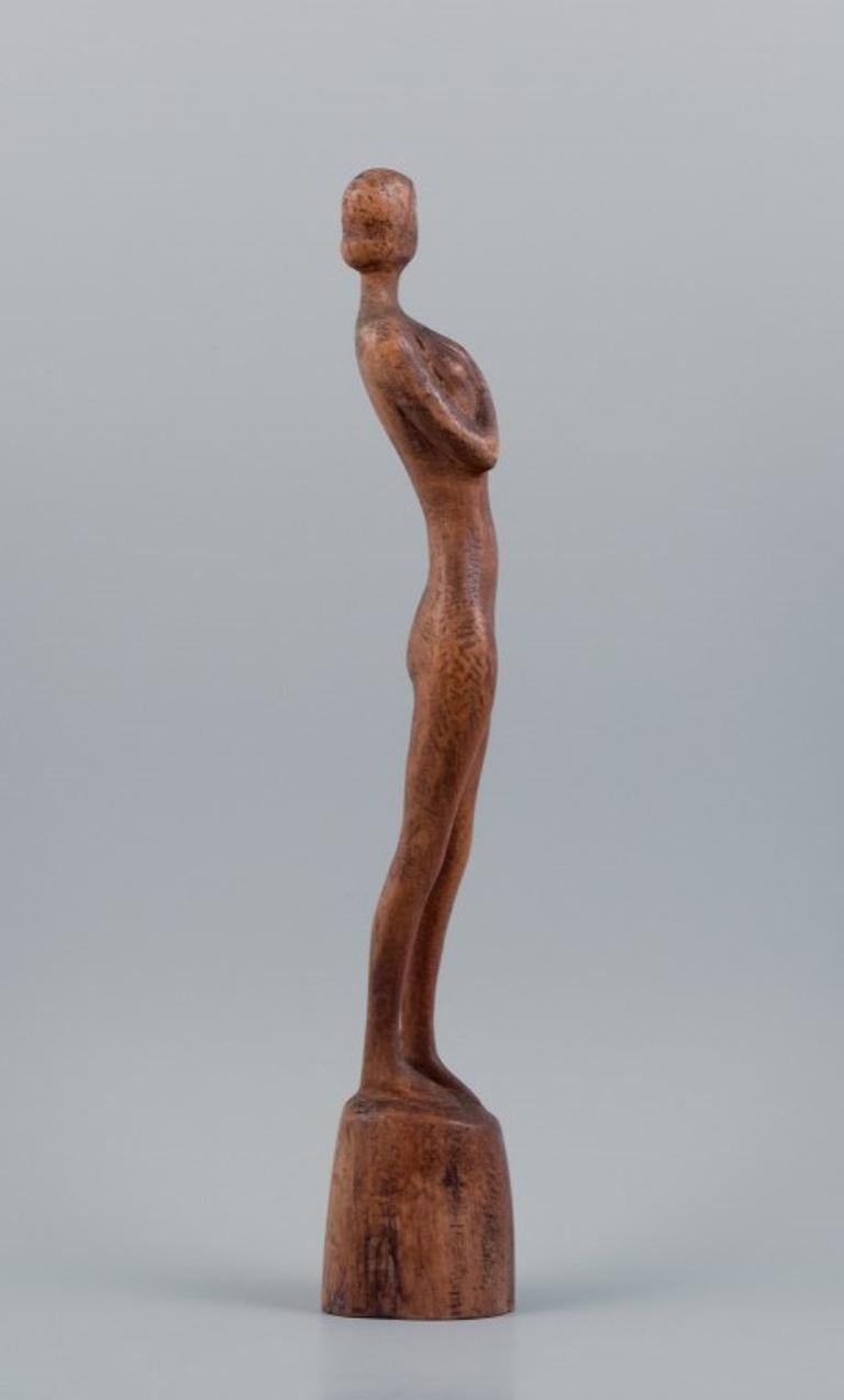 Otto Pedersen (1902 - 1995), artiste danois répertorié
Grande sculpture en bois unique faite à la main.
Personnage féminin.
Milieu du 20e siècle.
En parfait état.
Dimensions : 45,5 x D 7,0 cm : 45,5 x P 7,0 cm.
Signé.