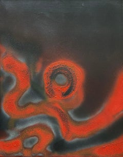 Solo 1979 oil and fire on canvas, abstract painting, Zero Movement