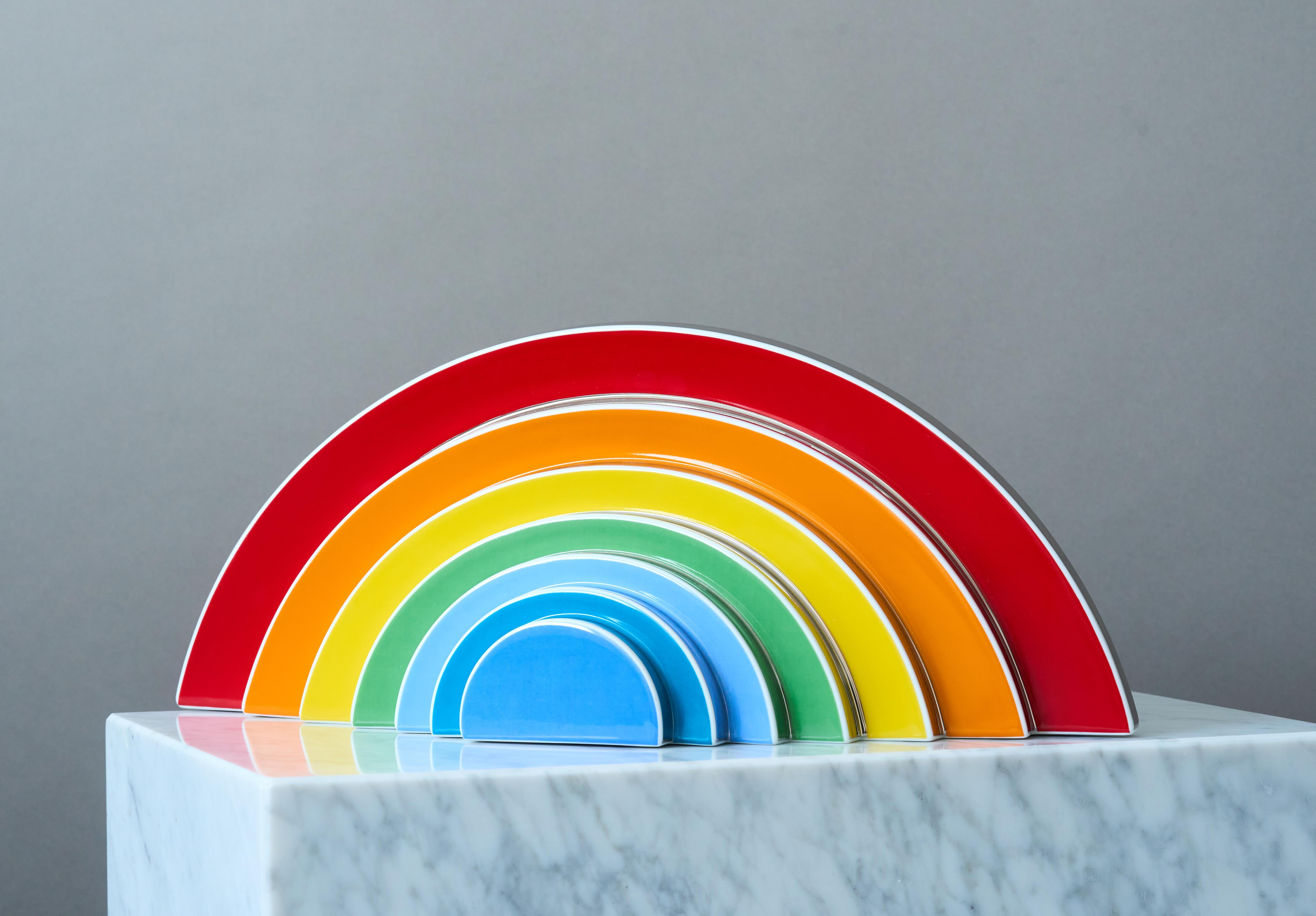 Large Rainbow Sculpture in Porcelain and Platinum, 1974. Edition of 30.