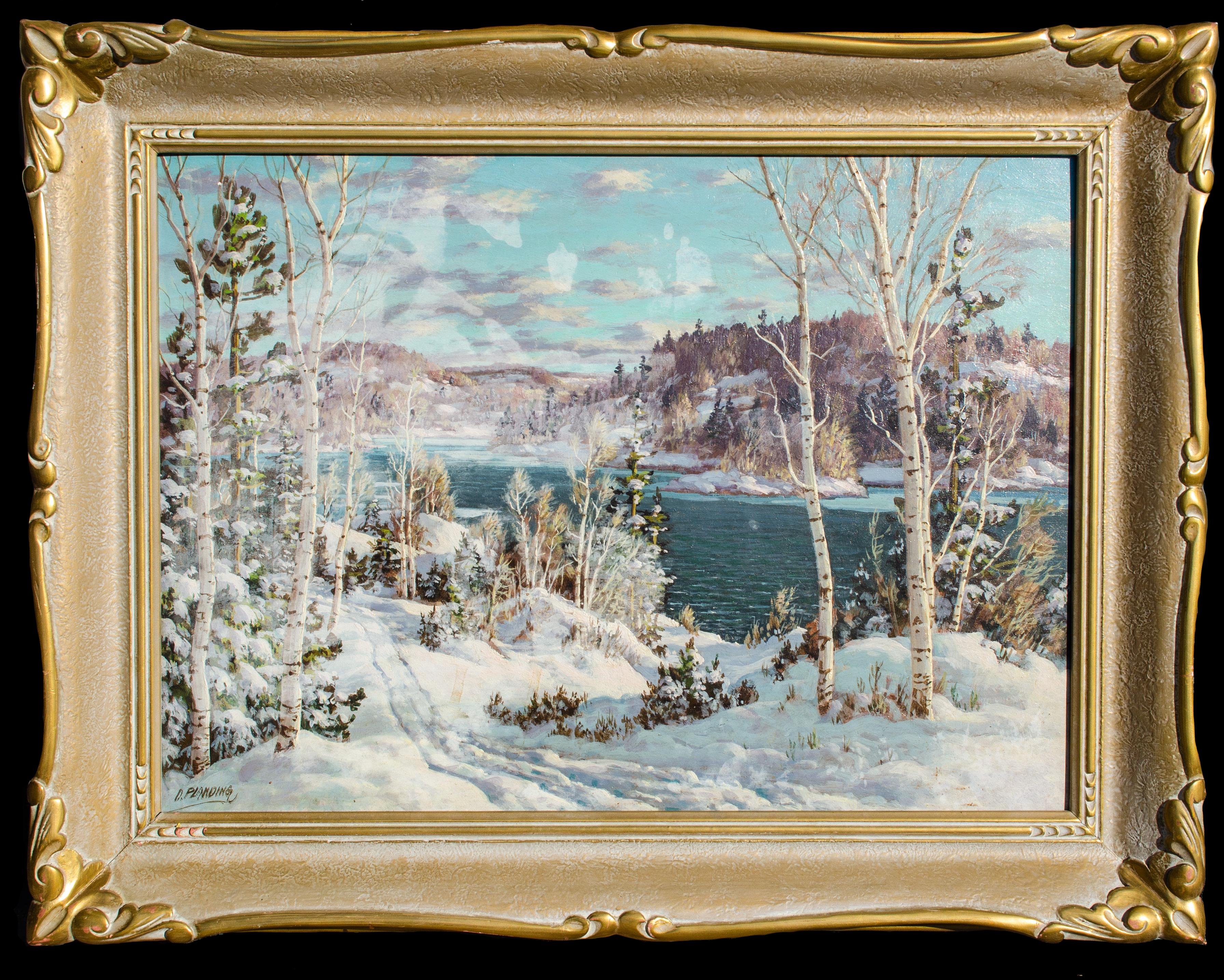 Snowy Mountain Landscape by Otto Planding, Signed For Sale 1