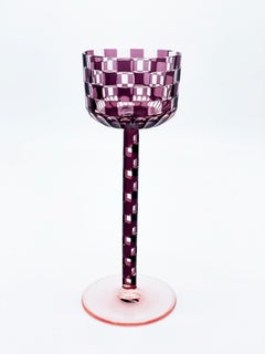 Otto Prutscher Bicchiere da vino con stelo a catena incassato e tagliato c.1905