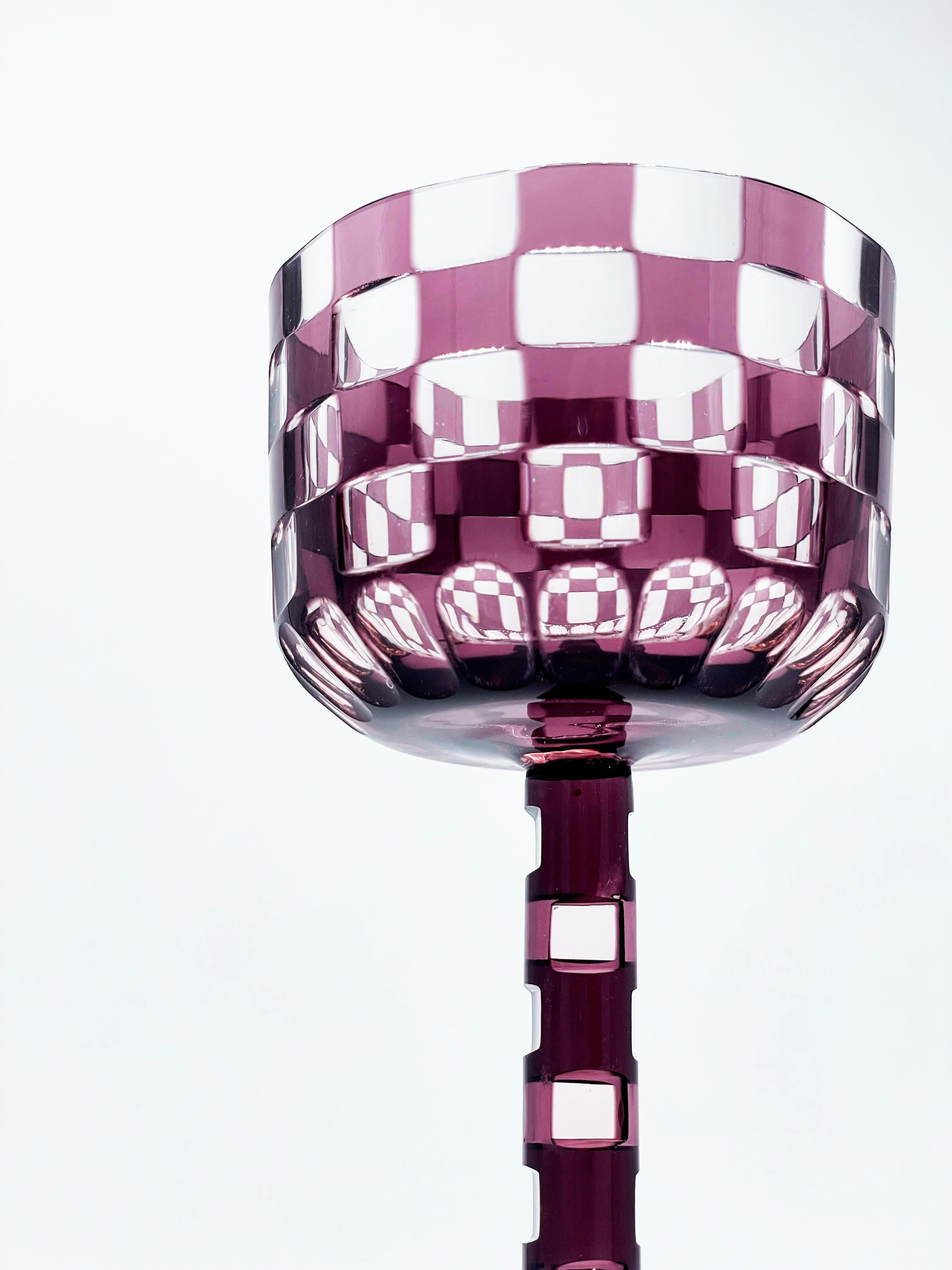 Austrian Otto Prutscher Cased & Cut Chain-stem Wine Glass c.1905