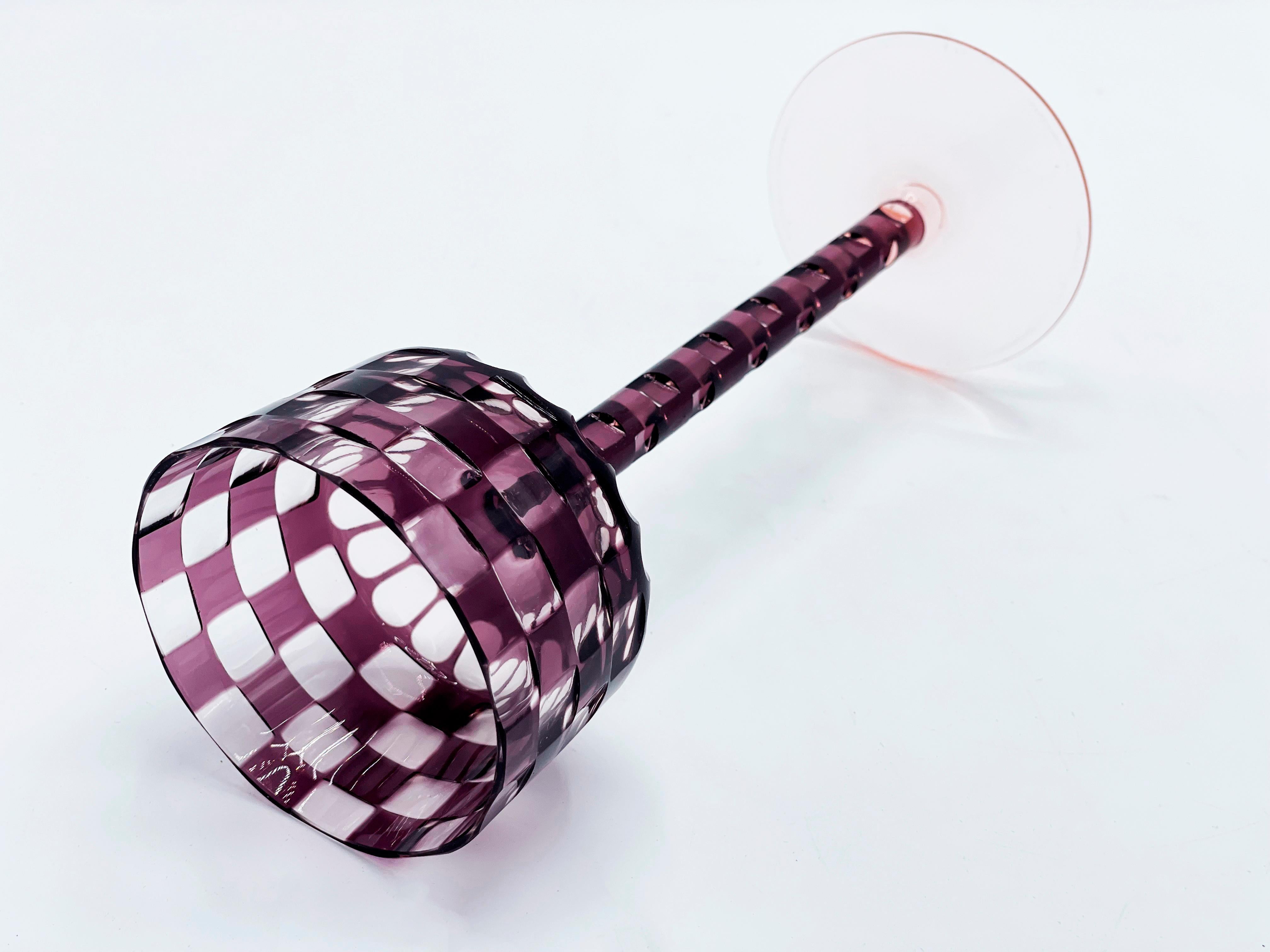 Otto Prutscher Cased & Cut Chain-stem Wine Glass c.1905 In Good Condition In Autonomous City Buenos Aires, CABA