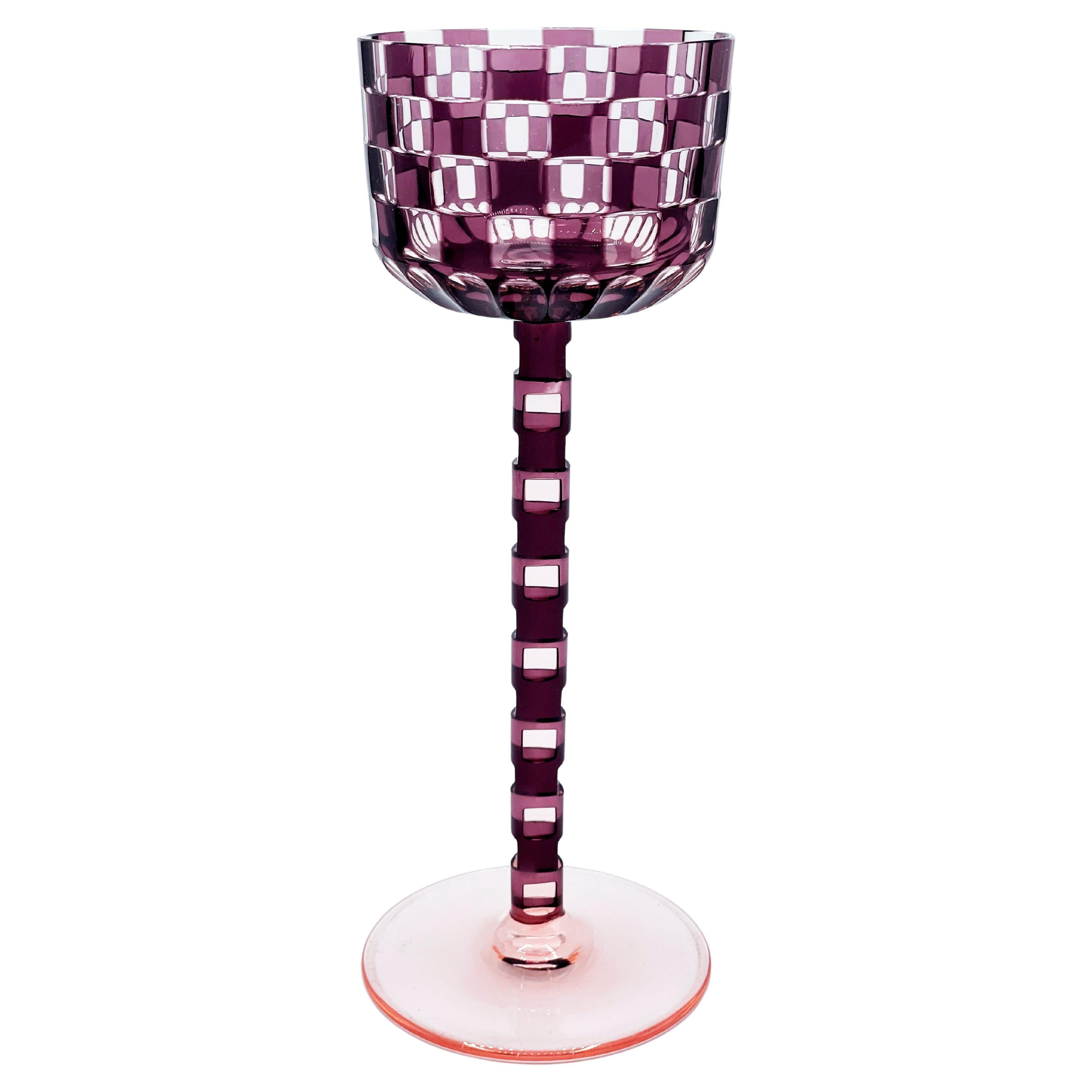 Otto Prutscher Cased & Cut Chain-stem Wine Glass c.1905