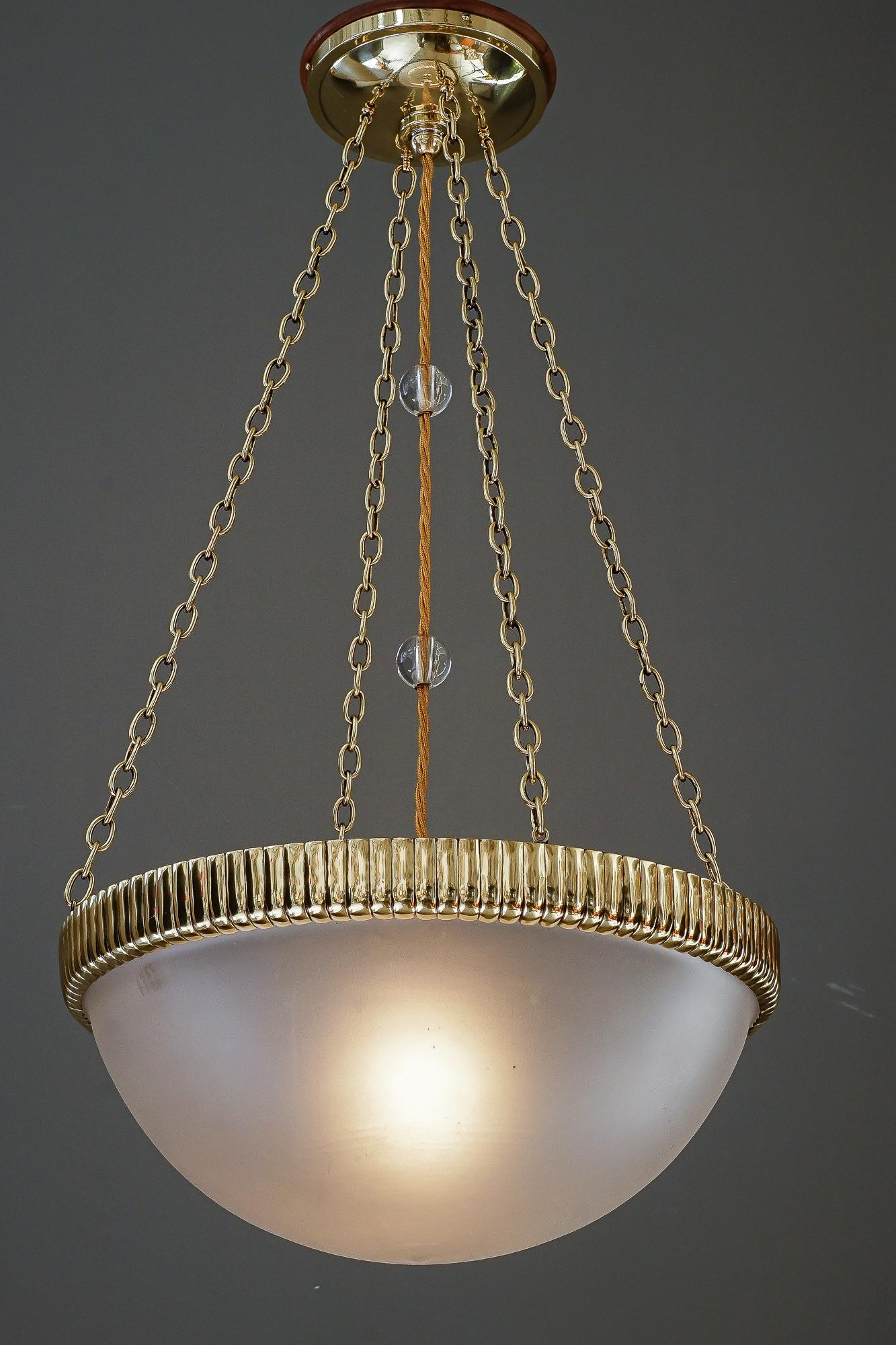 Otto Prutscher chandelier with original glass shade vienna around 1908 In Good Condition For Sale In Wien, AT