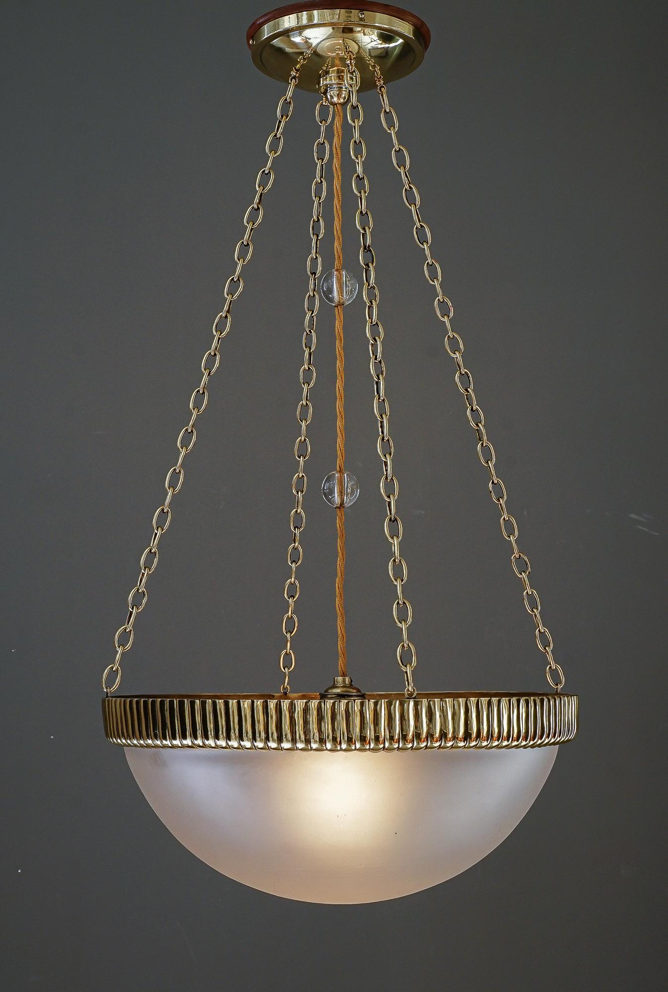 Early 20th Century Otto Prutscher chandelier with original glass shade vienna around 1908 For Sale