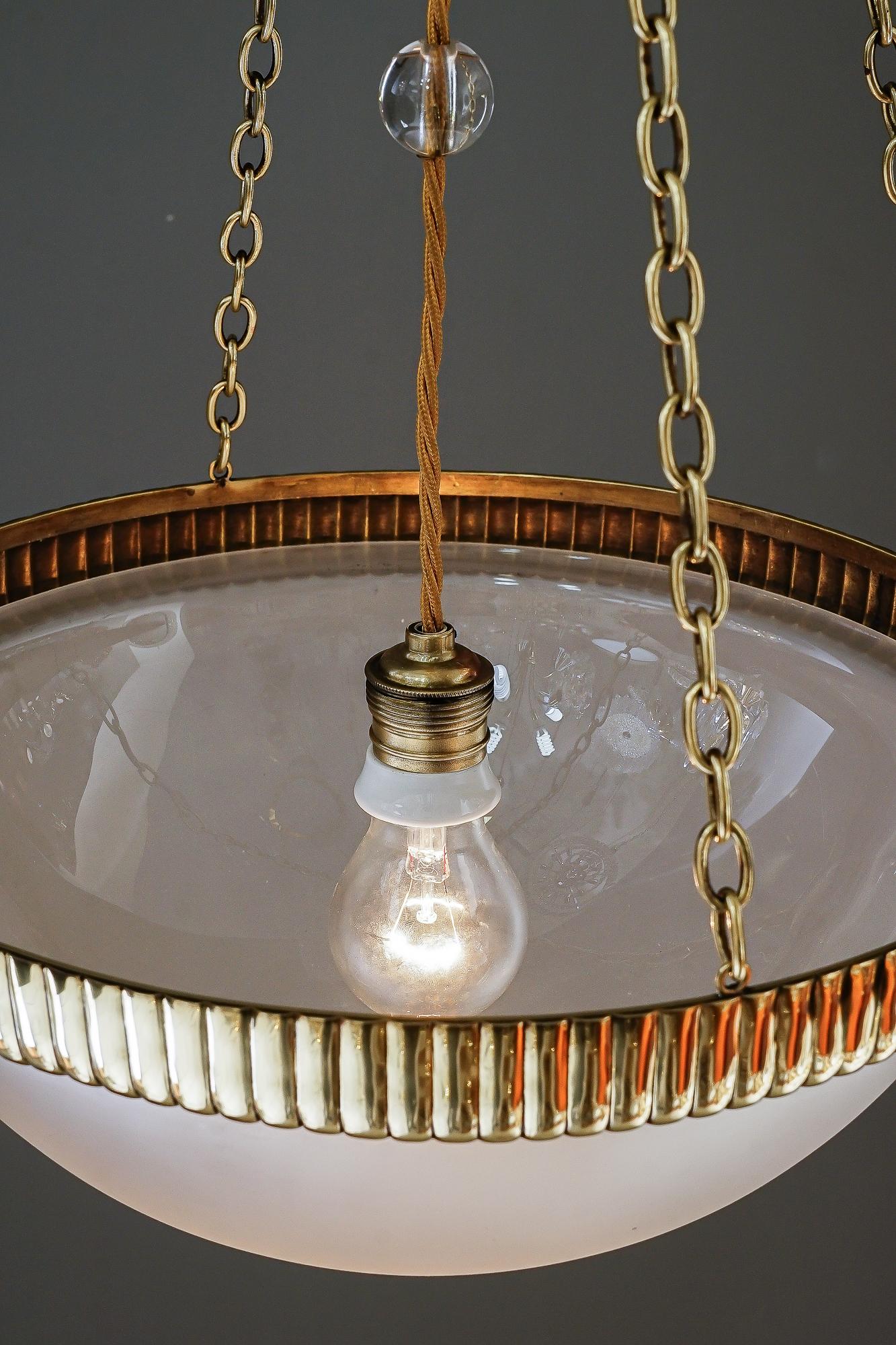 Otto Prutscher chandelier with original glass shade vienna around 1908 For Sale 1