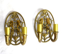 Otto Prutscher; Wiener Werkstätte: 2 lámparas de pared