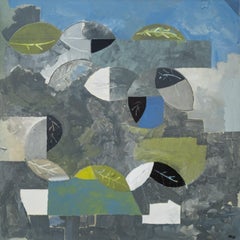 Composición de hojas - contemporáneo, modernista, abstracto, acrílico sobre lienzo