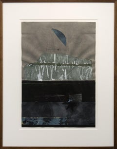 Meditazione - paesaggio scuro, intimo, cubista, astratto, acrilico su carta