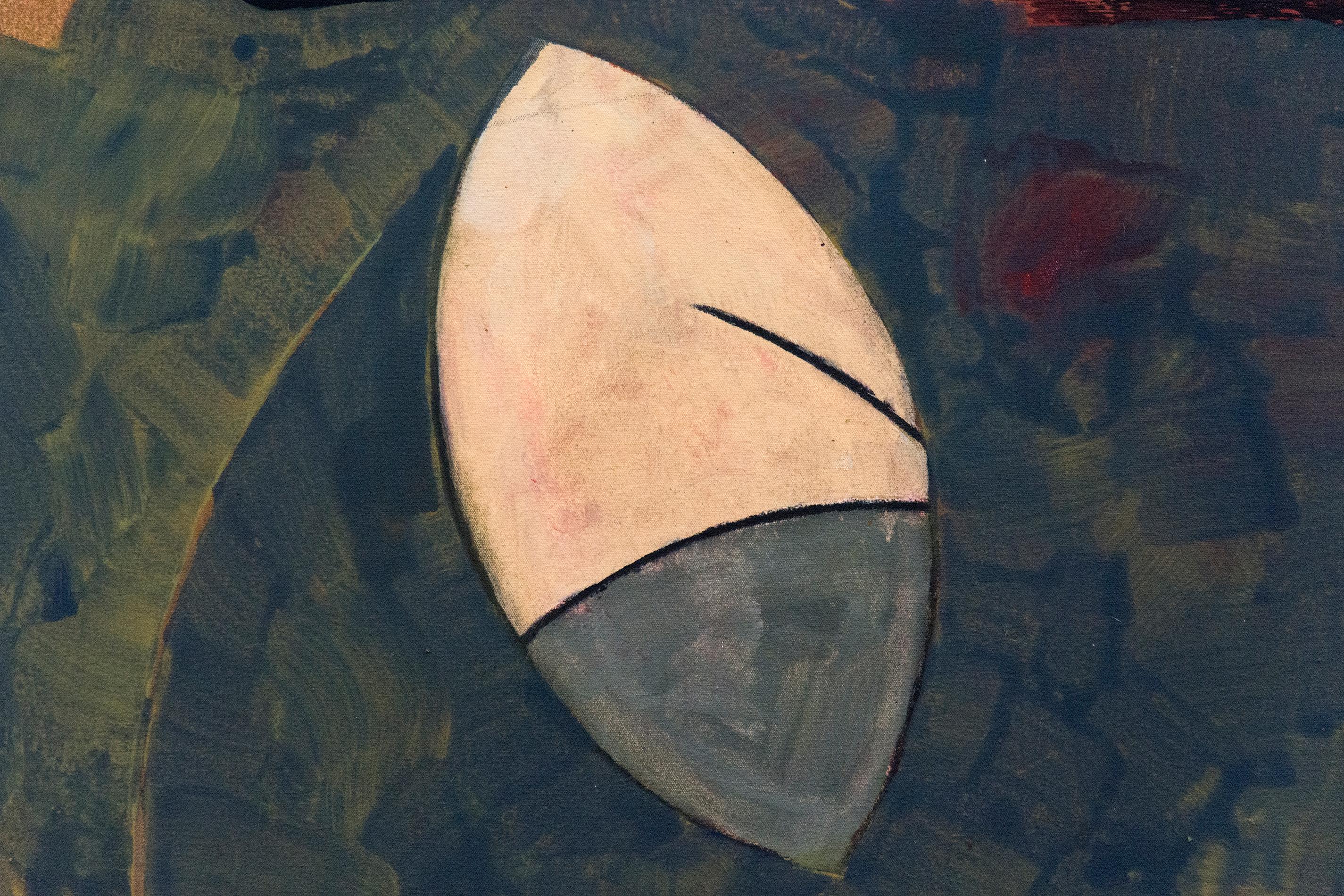 Einzelblatt – lebendig, intime, abstrakte, kubistische, modernistische, Acryl auf Leinwand (Schwarz), Abstract Painting, von Otto Rogers