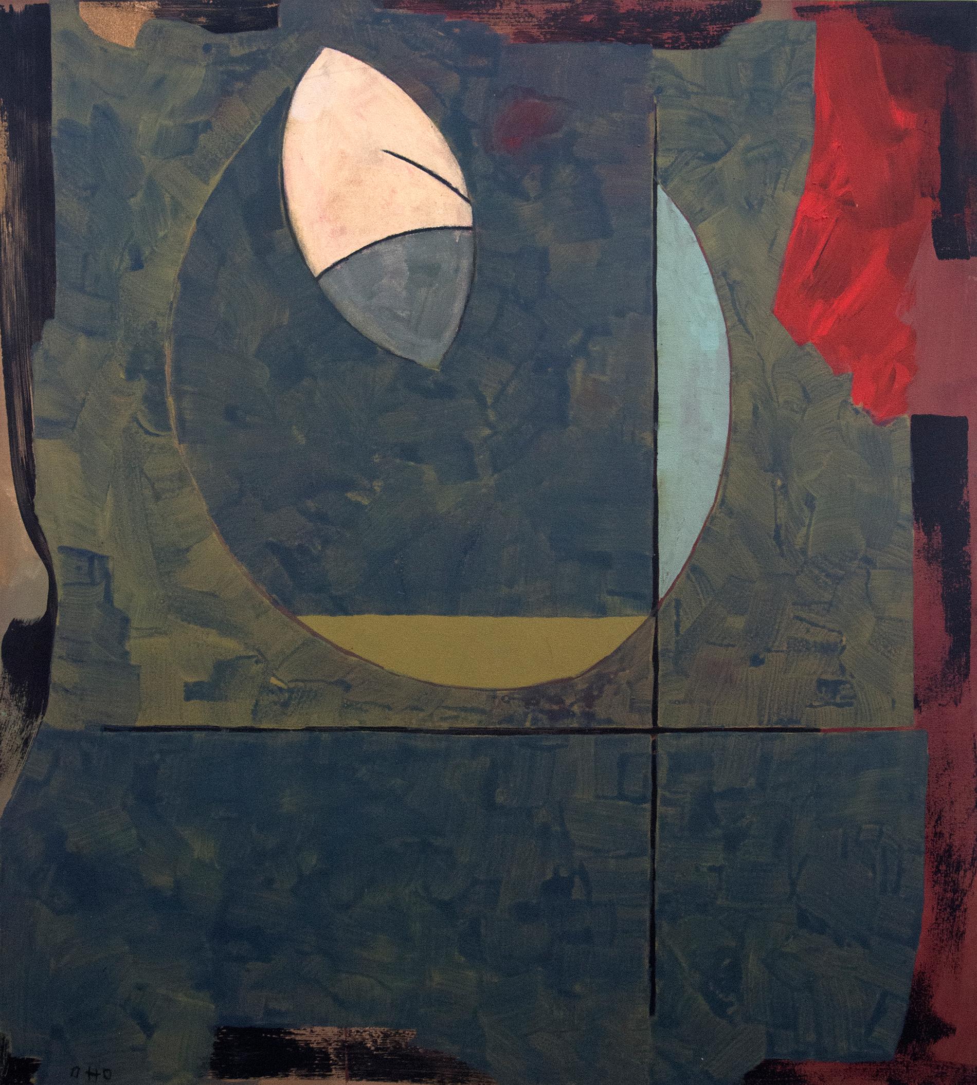 Otto Rogers Abstract Painting – Einzelblatt – lebendig, intime, abstrakte, kubistische, modernistische, Acryl auf Leinwand