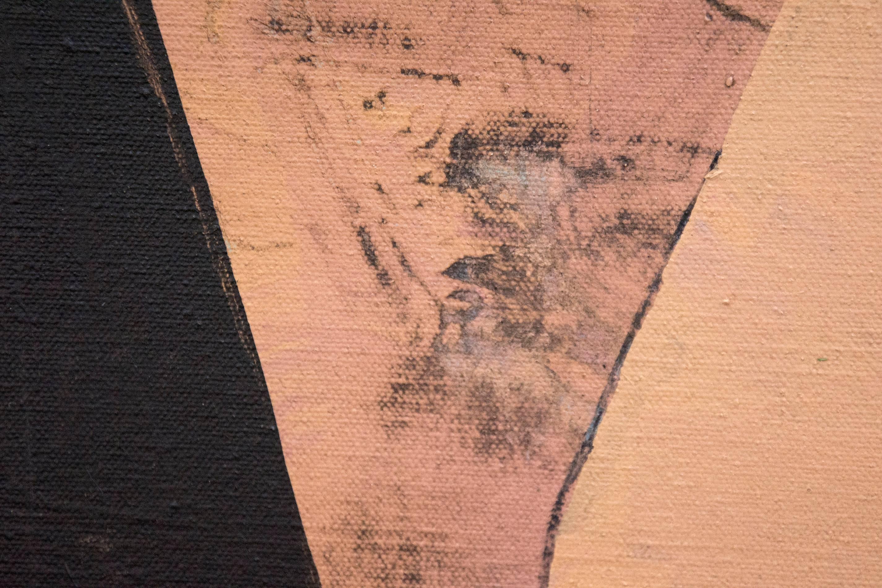 Questo acrilico su tela di colore marrone e blu, cubista e astratto, è opera dell'artista canadese Otto Rogers. La silhouette nera di un albero astratto piantato al centro del piano dell'immagine è incorniciata da passaggi di verde pallido, blu
