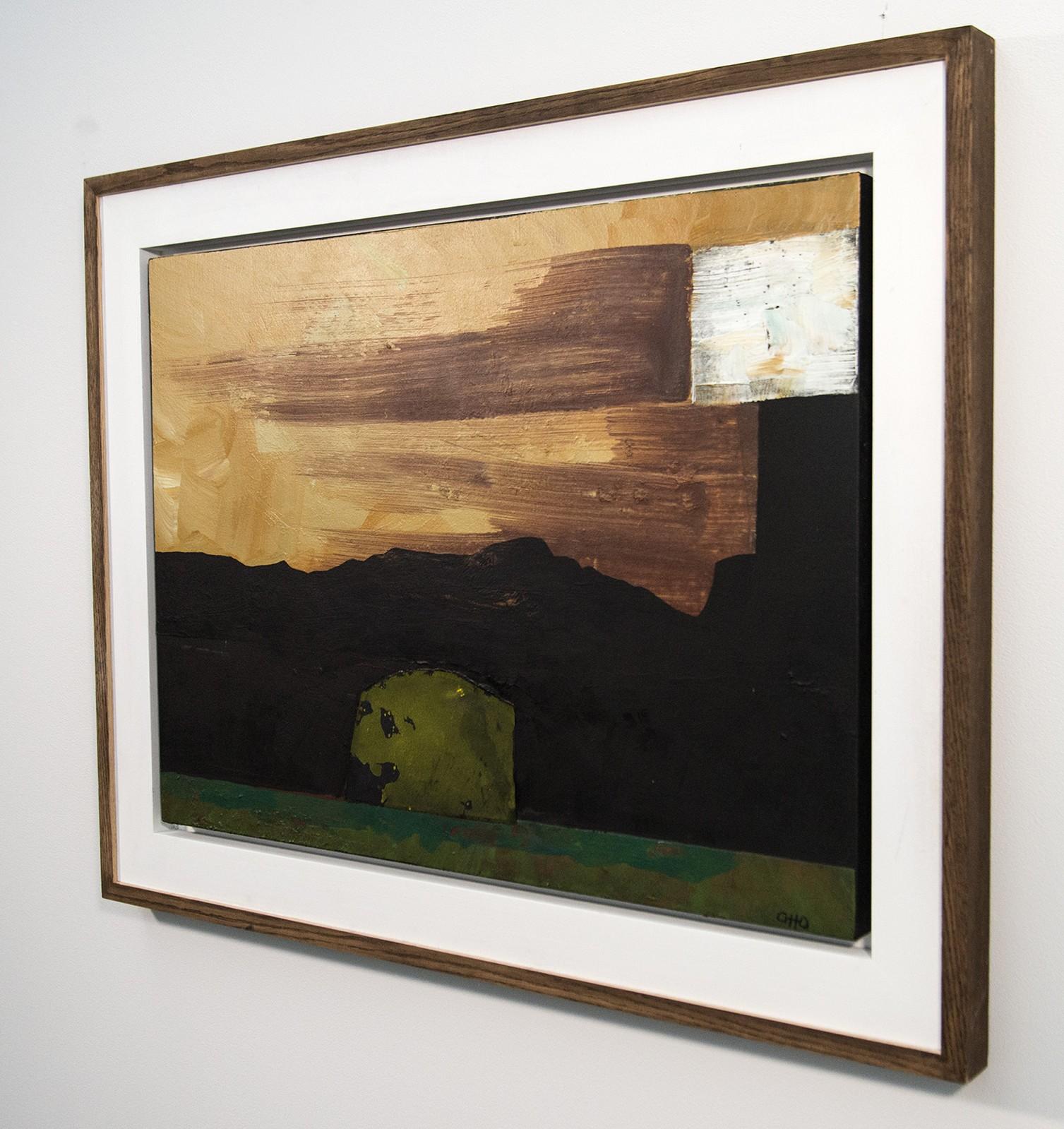 Untitled Landscape with White Square - modernist, abstract, acrylic on canvas - Painting by Otto Rogers