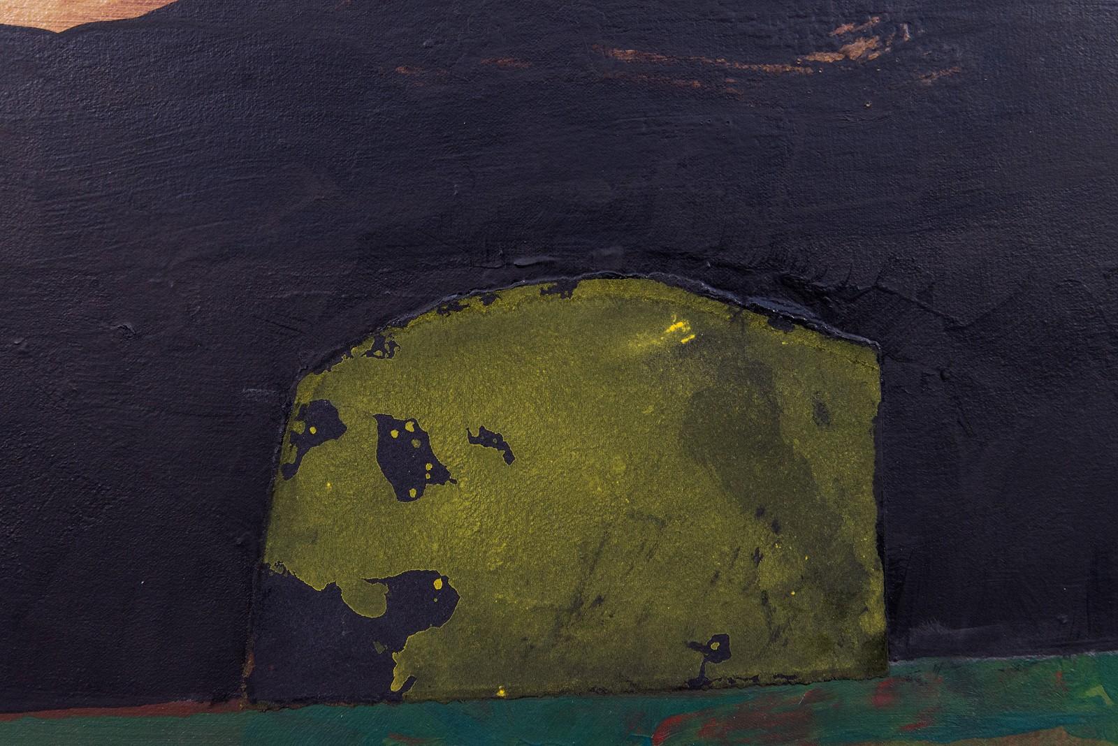 Paisaje sin título con cuadrado blanco - modernista, abstracto, acrílico sobre lienzo - Abstract Painting Negro de Otto Rogers