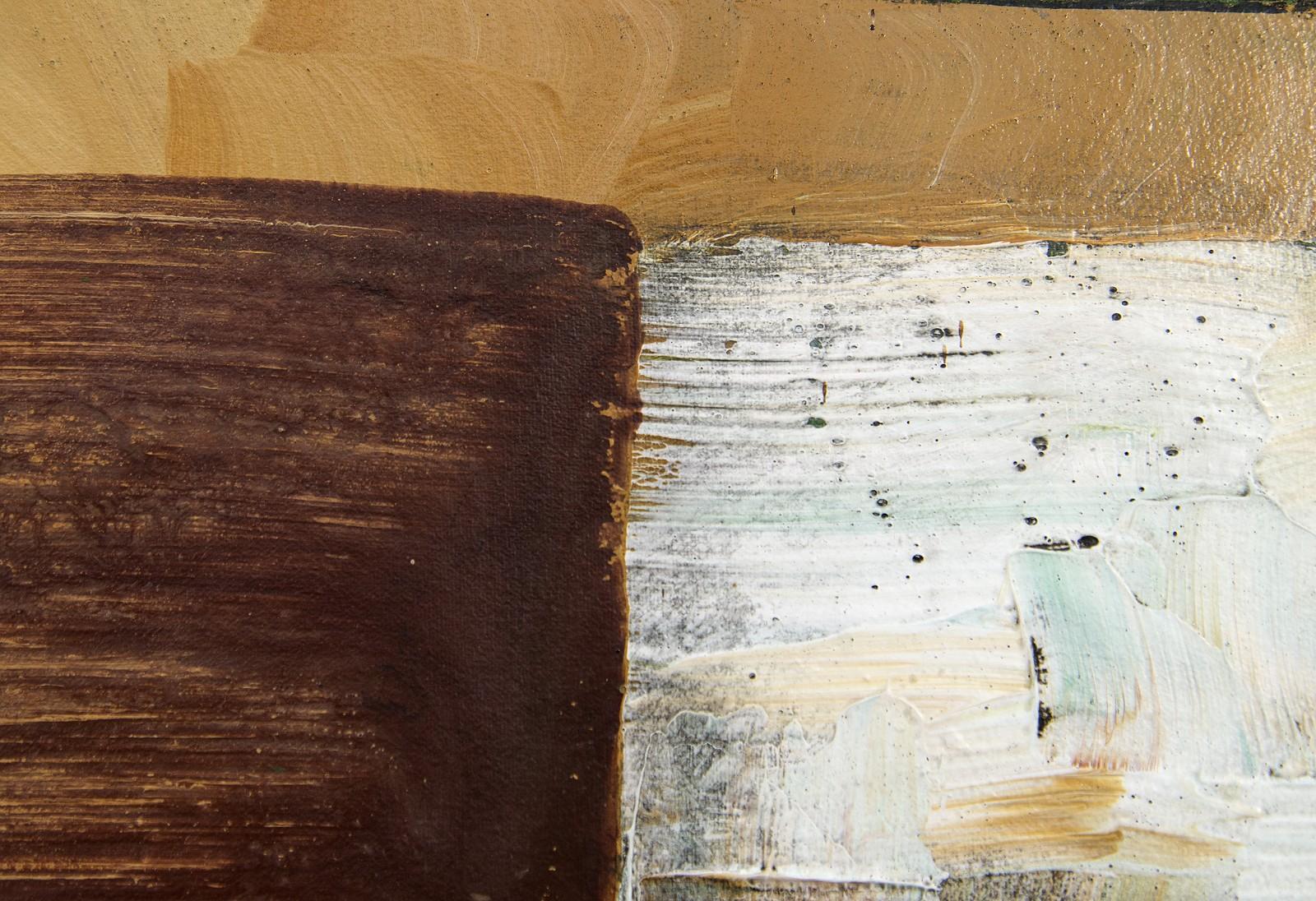 Paisaje sin título con cuadrado blanco - modernista, abstracto, acrílico sobre lienzo en venta 1