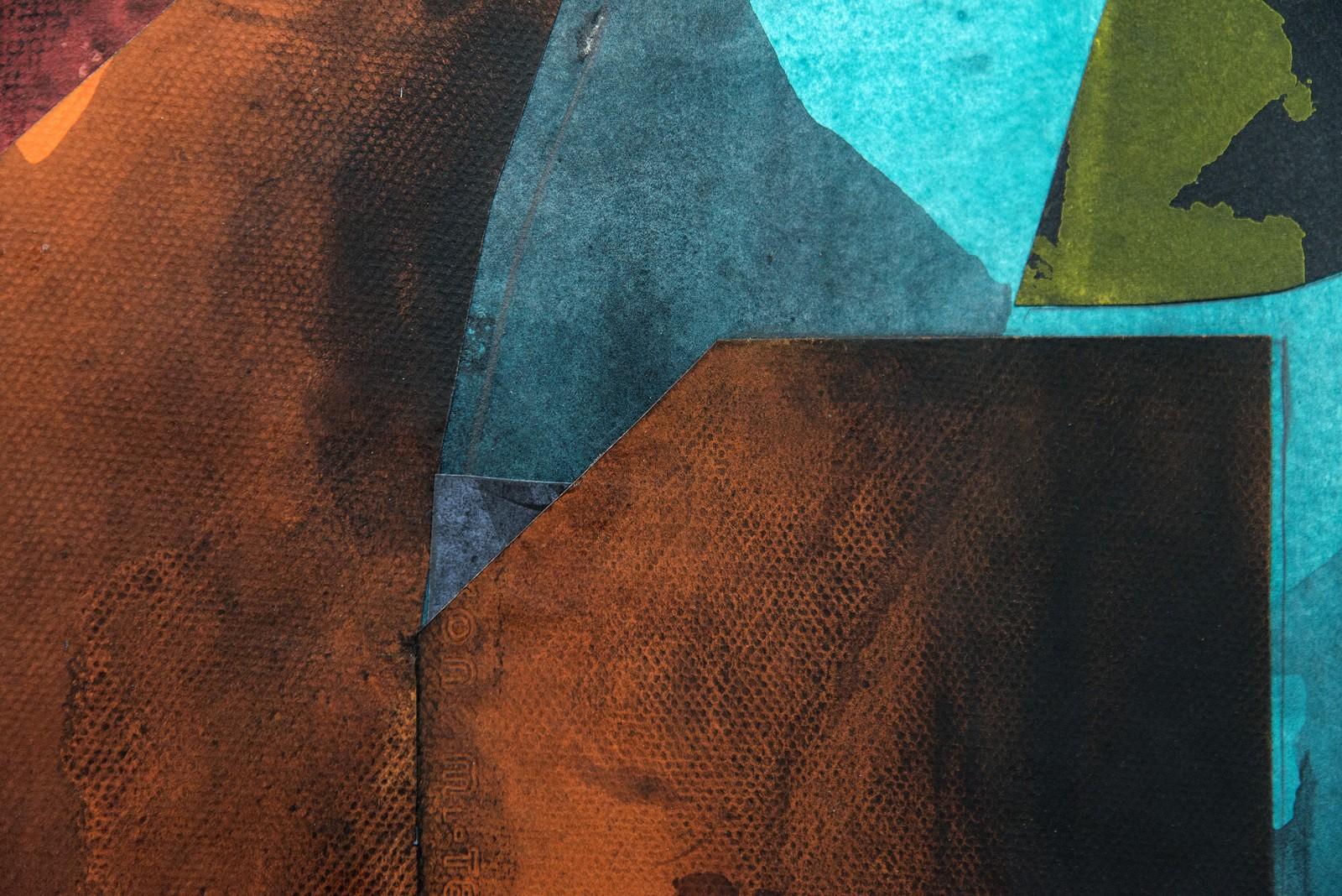 The vibrant colours—burnt orange, turquoise, black-a touch of green and the dynamic form of this inspired composition is quintessentially Otto Rogers. The modernist artist was masterful in his use of acrylic paints and his work reflected the natural