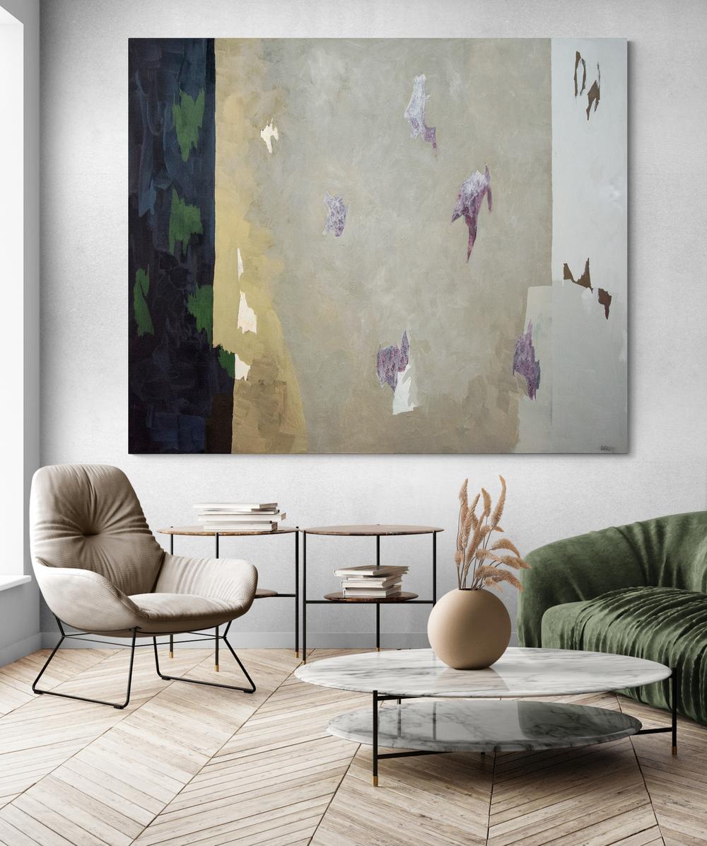 Upward Movement - large, bold, dynamic, modernist, abstract, acrylic on canvas - Gray Abstract Painting by Otto Rogers