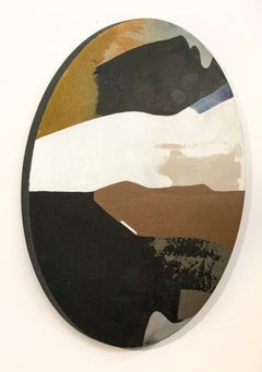 Paysage de vagues - paysage abstrait dynamique et moderniste, tondo acrylique sur toile