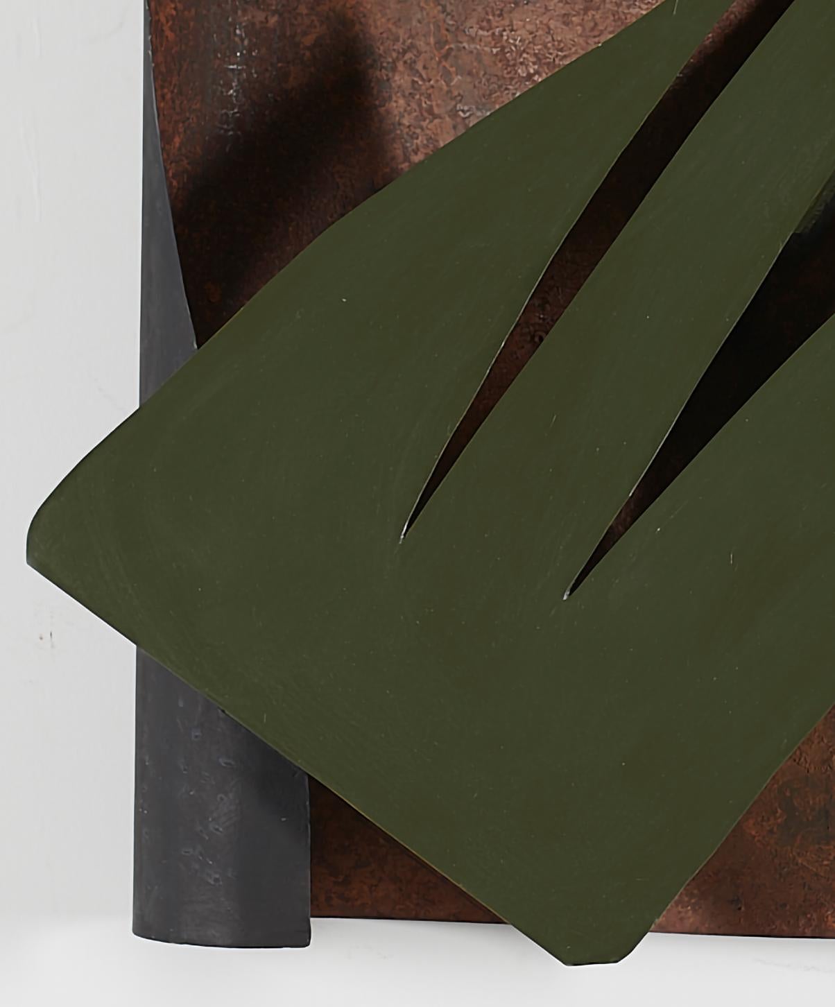 Blattleaf Reflection - dunkle, dynamische, abstrakte, Acryl-Wandskulptur aus lackiertem Stahl im Angebot 1