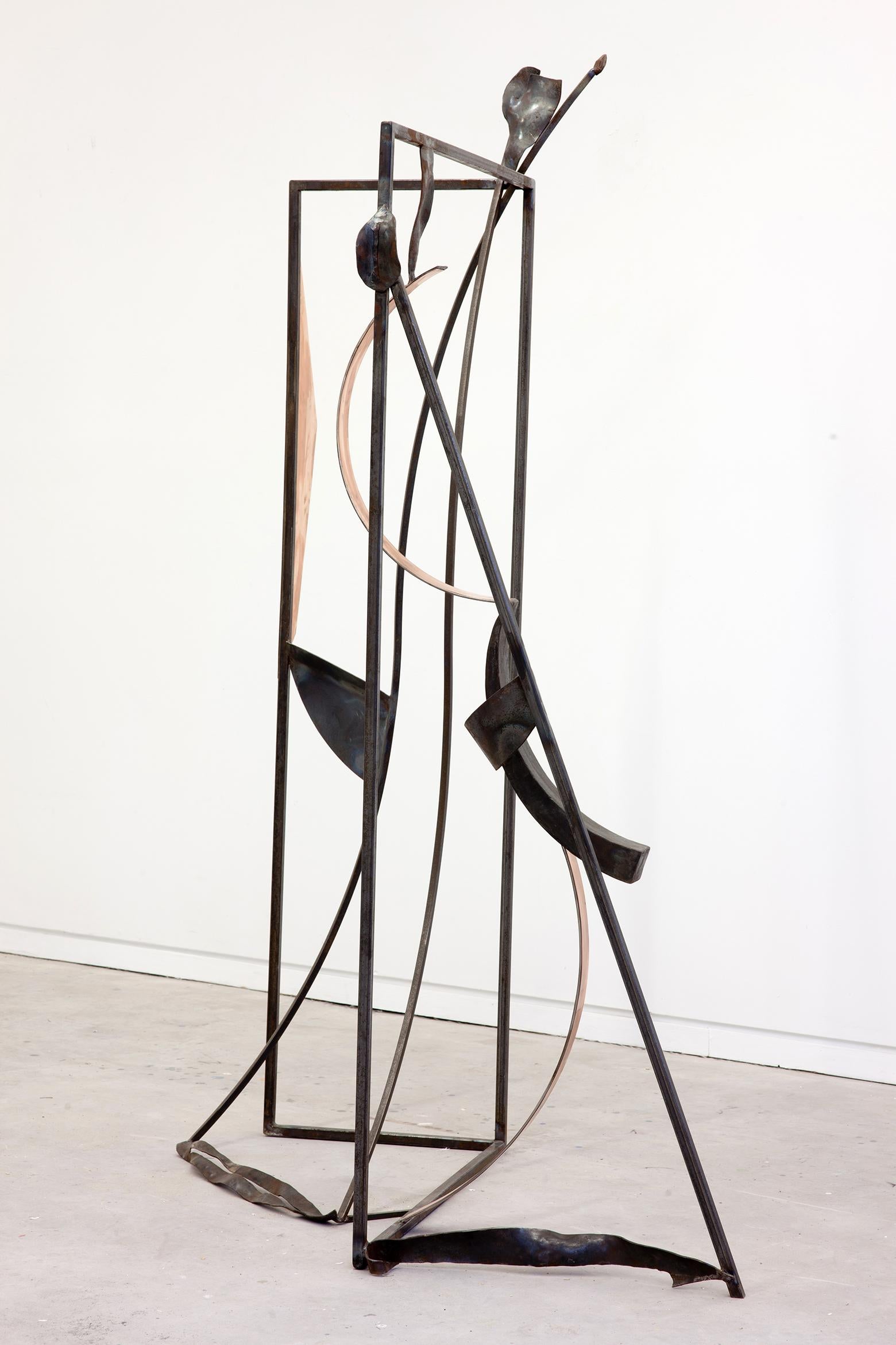In the 1960’s, Canadian Otto Rogers was one of the first artists to create abstract sculptures out of welded steel and continued to do so during his long career. The elegant curves and the striking shape of this piece in steel and copper suggests