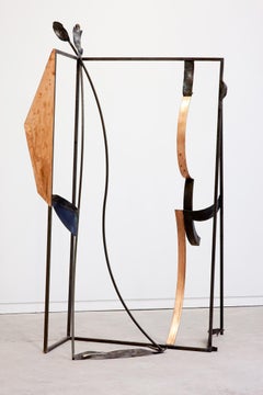 Symphonic Score - tall, dynamic, abstract modernist, steel and copper sculpture