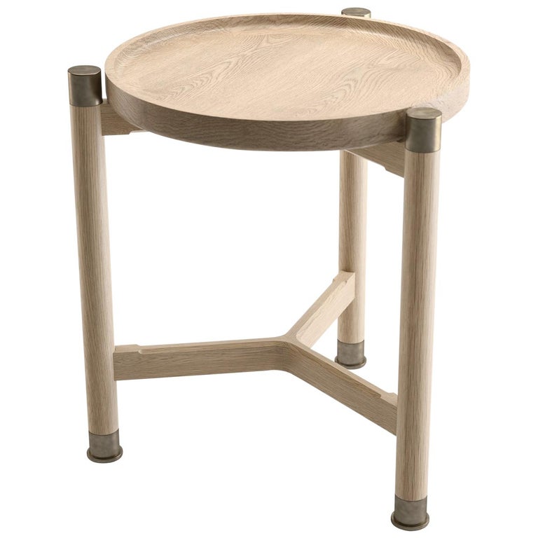 Otto Round Accent Table In Oak With, Antique Small Round End Table
