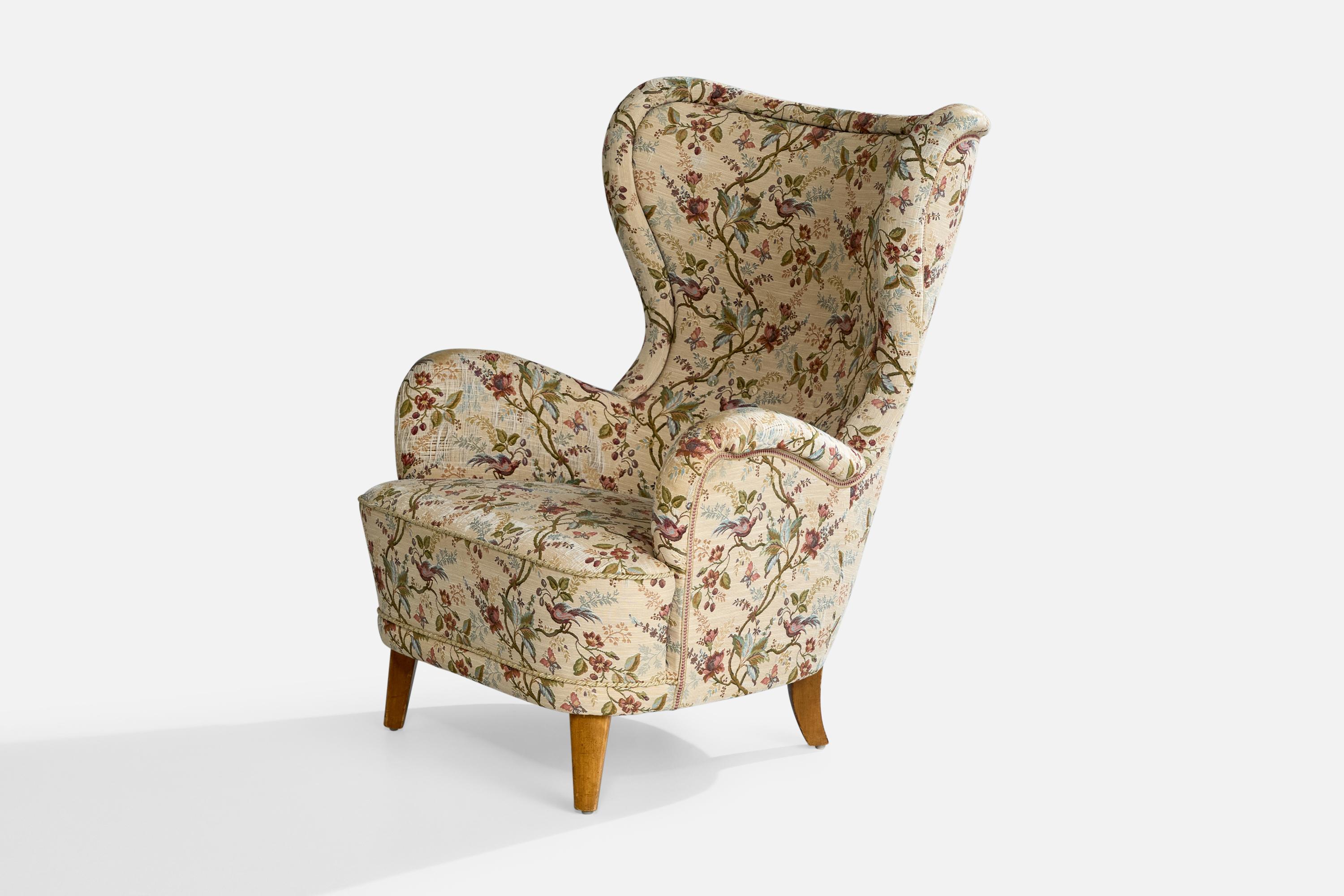 Attribution Otto Schultz, chaise longue, bois, tissu, Suède, années 1940 en vente 3