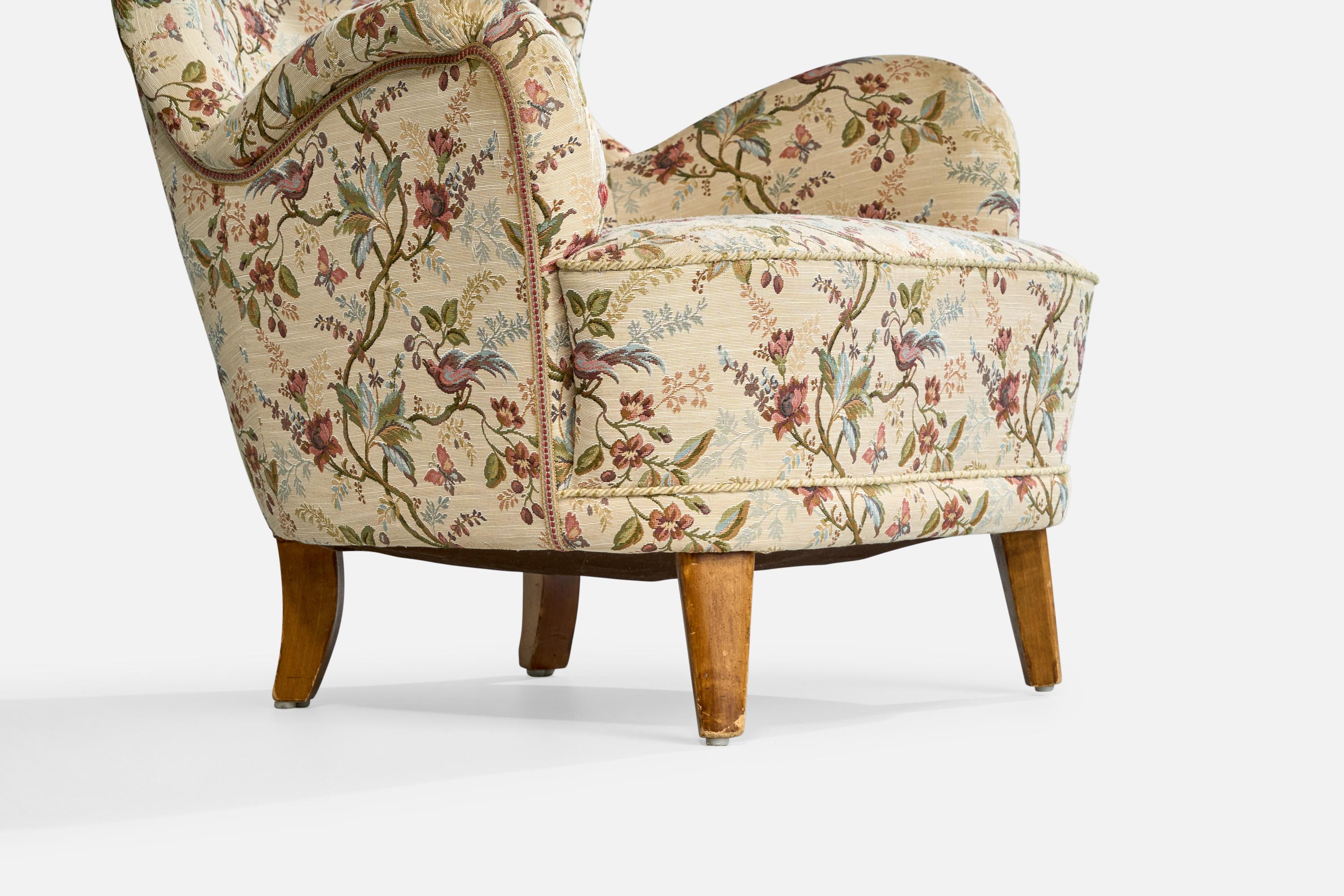 Attribution Otto Schultz, chaise longue, bois, tissu, Suède, années 1940 en vente 4