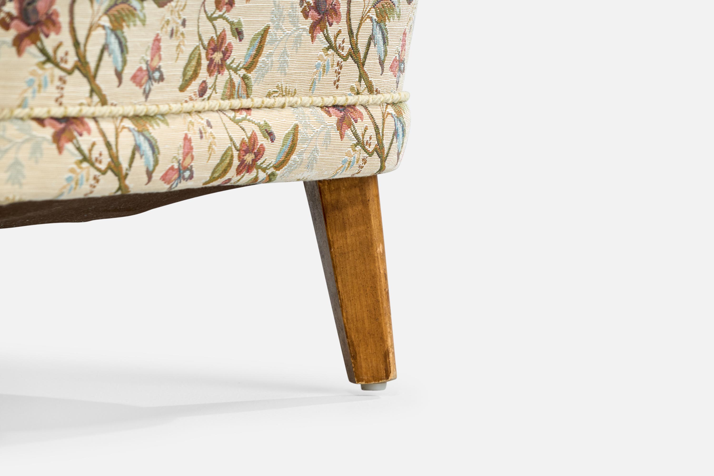 Attribution Otto Schultz, chaise longue, bois, tissu, Suède, années 1940 en vente 6