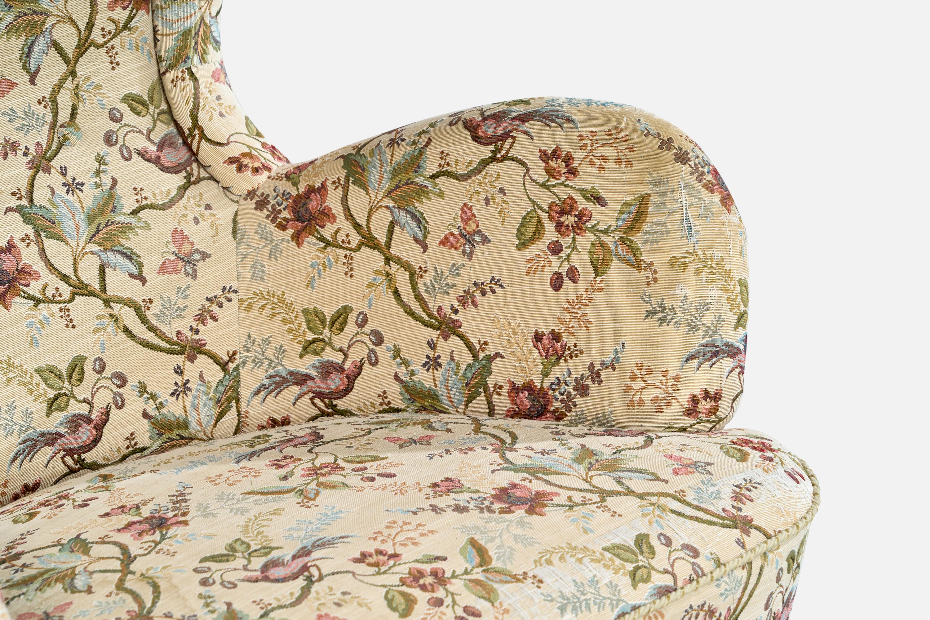 Suédois Attribution Otto Schultz, chaise longue, bois, tissu, Suède, années 1940 en vente