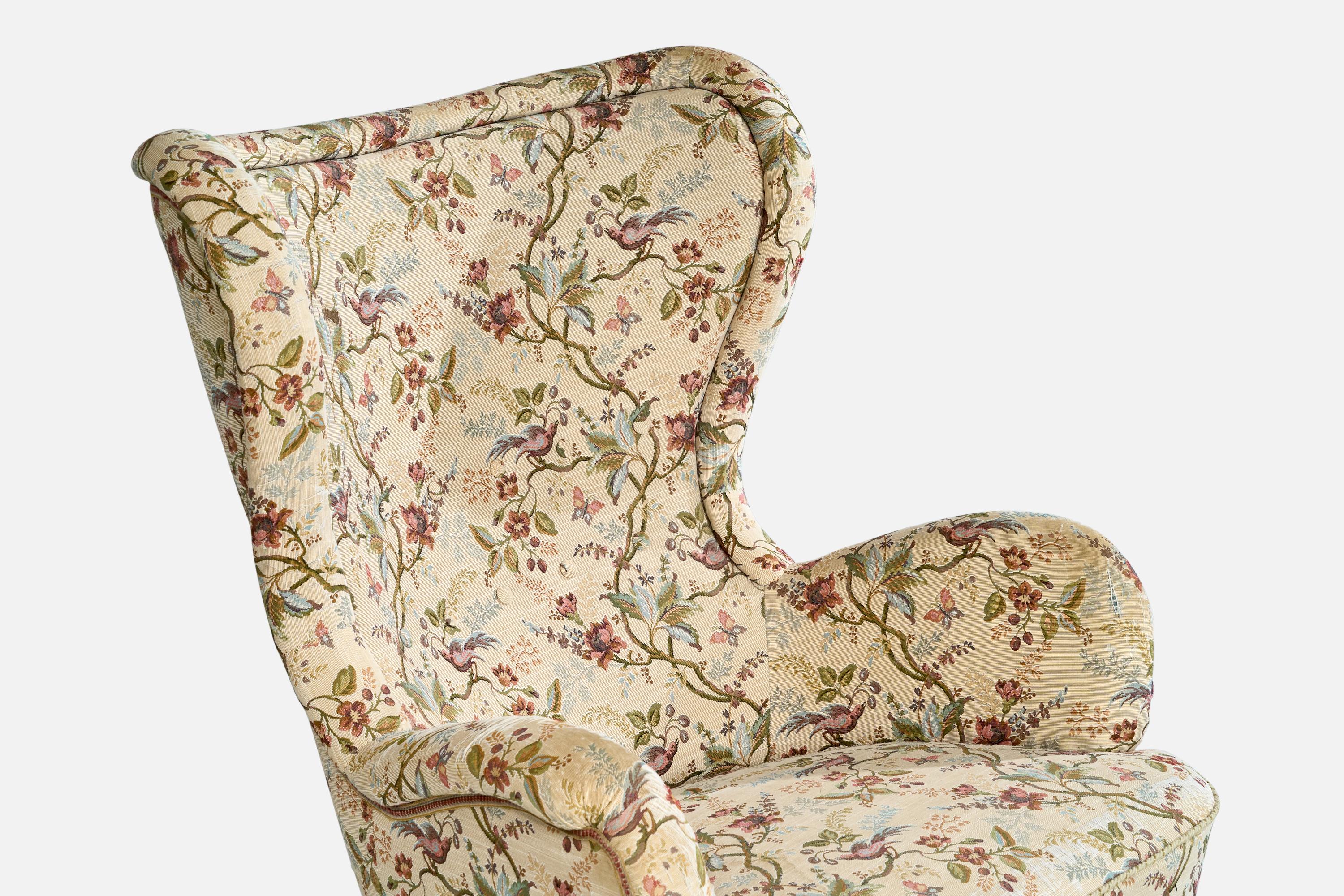 Tissu Attribution Otto Schultz, chaise longue, bois, tissu, Suède, années 1940 en vente