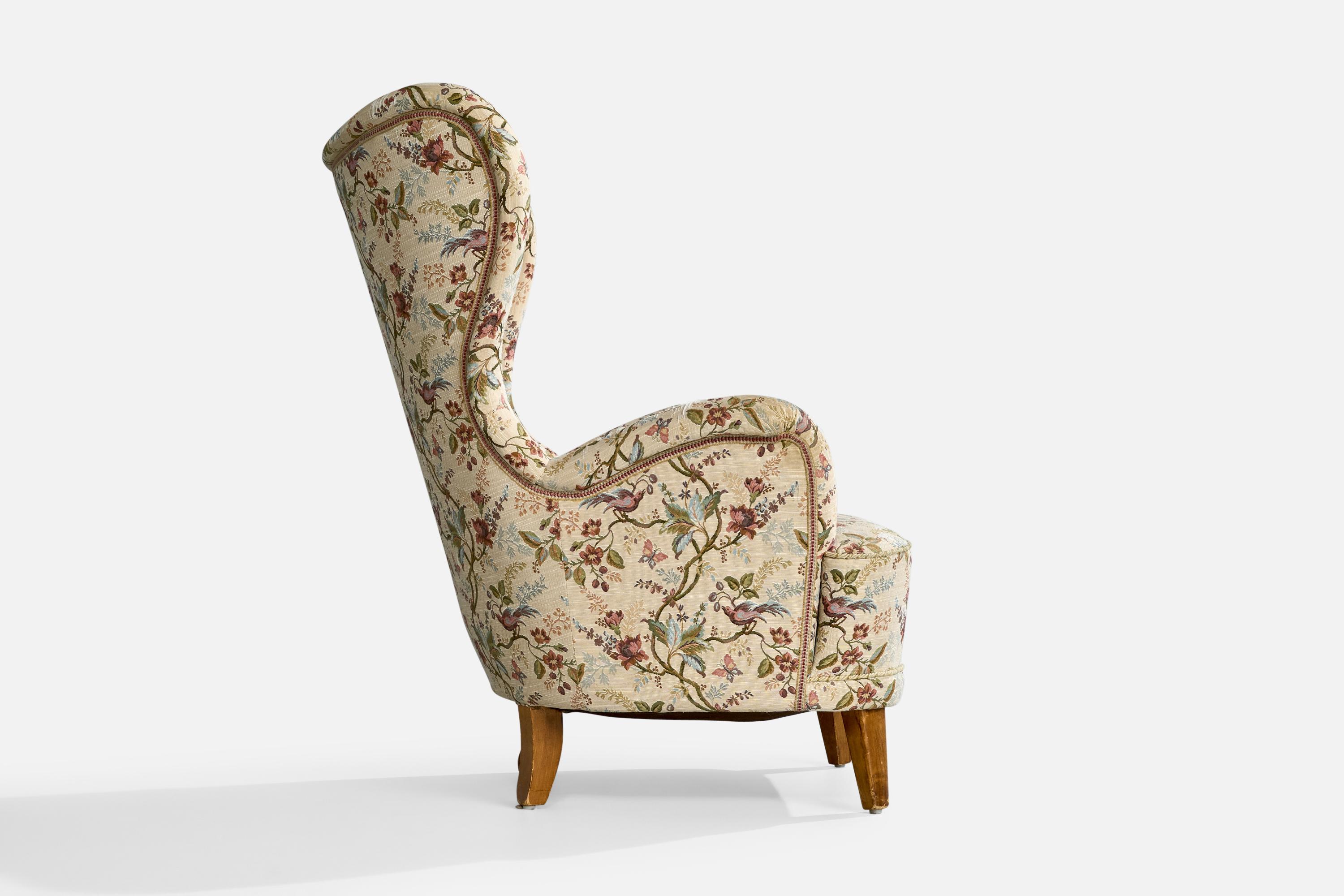 Attribution Otto Schultz, chaise longue, bois, tissu, Suède, années 1940 en vente 1