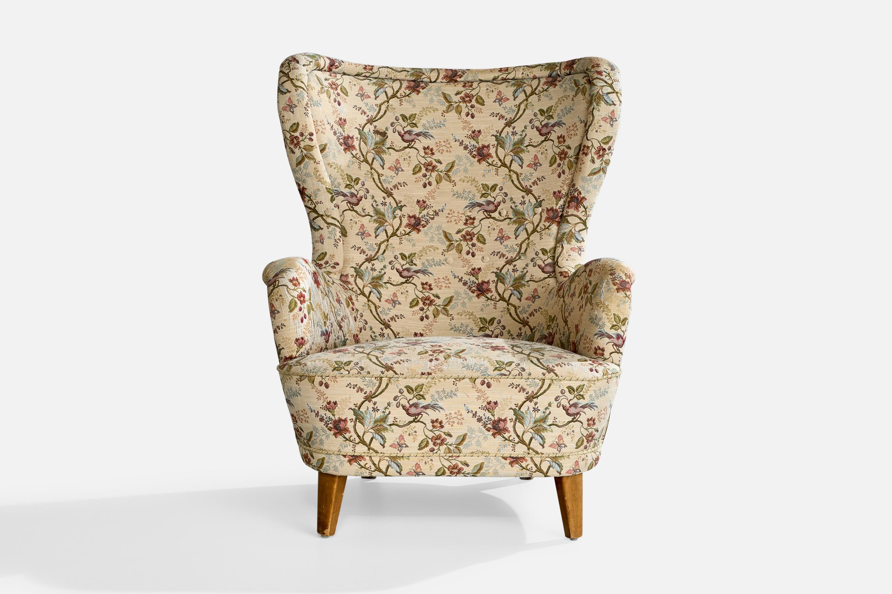 Attribution Otto Schultz, chaise longue, bois, tissu, Suède, années 1940 en vente 2