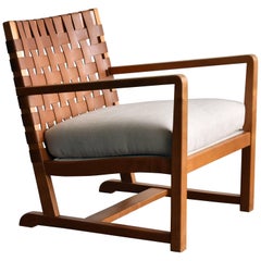 Otto Schultz, Lounge Chair, Birch, Leather, White Fabric, Boet 1938