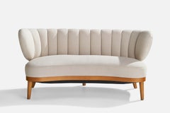 Otto Schultz, Settee, Elm, Fabric, Sweden, 1940s