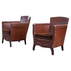 Otto Schulz 1940s Pair of Mid-Century Baroque Lounge Chairs in Leather