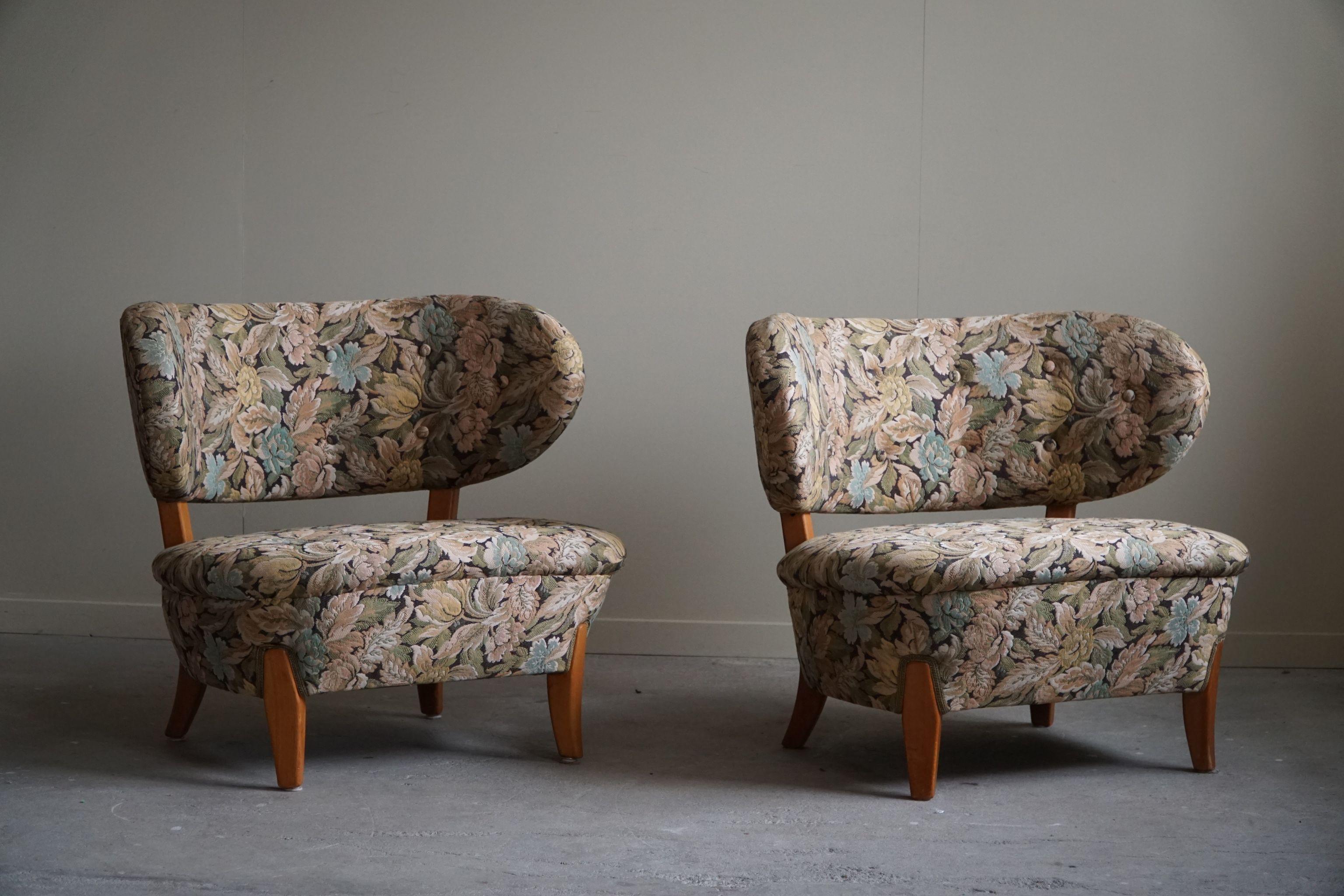 Otto Schulz, A Pair of Lounge Chairs, Jio Möbler, Swedish Modern, 1950s For Sale 8