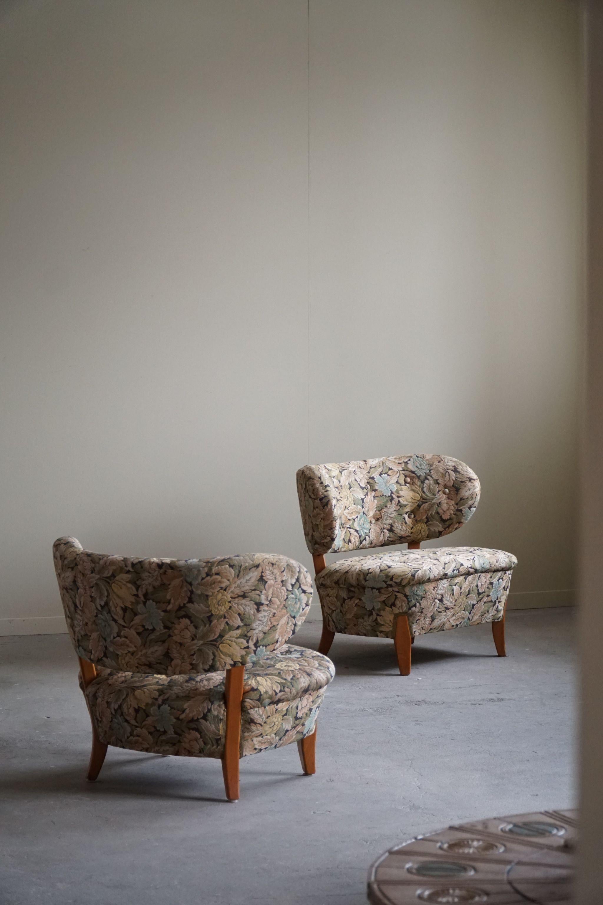 Otto Schulz, A Pair of Lounge Chairs, Jio Möbler, Swedish Modern, 1950s For Sale 11