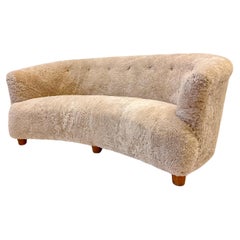 Used Otto Schulz att. Sofa with Sheepskin upholstery, Sweden -1950s