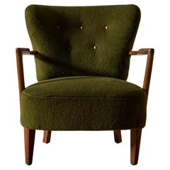 Otto Schulz attr. Fauteuil, structure en Oak, tapisserie en Mohair, Suède, années 1940