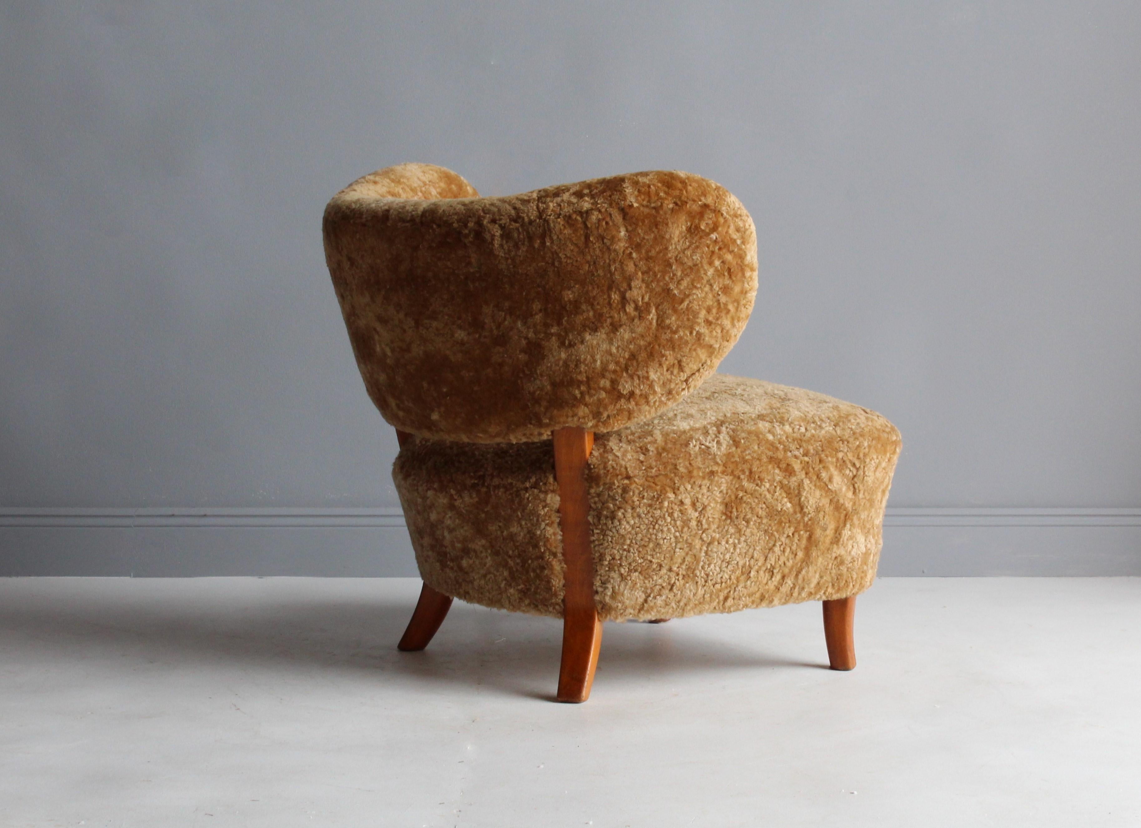 Otto Schulz 'Attributed, ' Modernist Lounge Chair, Sheepskin, Beech, 1940s 5