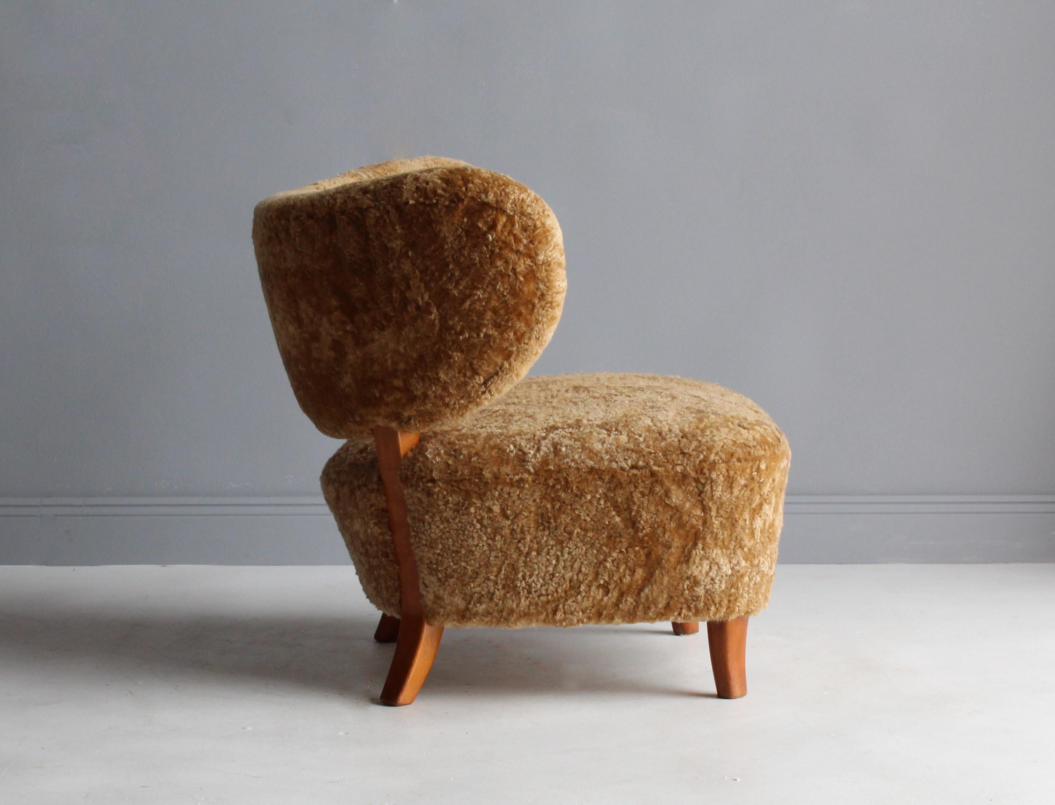 Otto Schulz 'Attributed, ' Modernist Lounge Chair, Sheepskin, Beech, 1940s 6