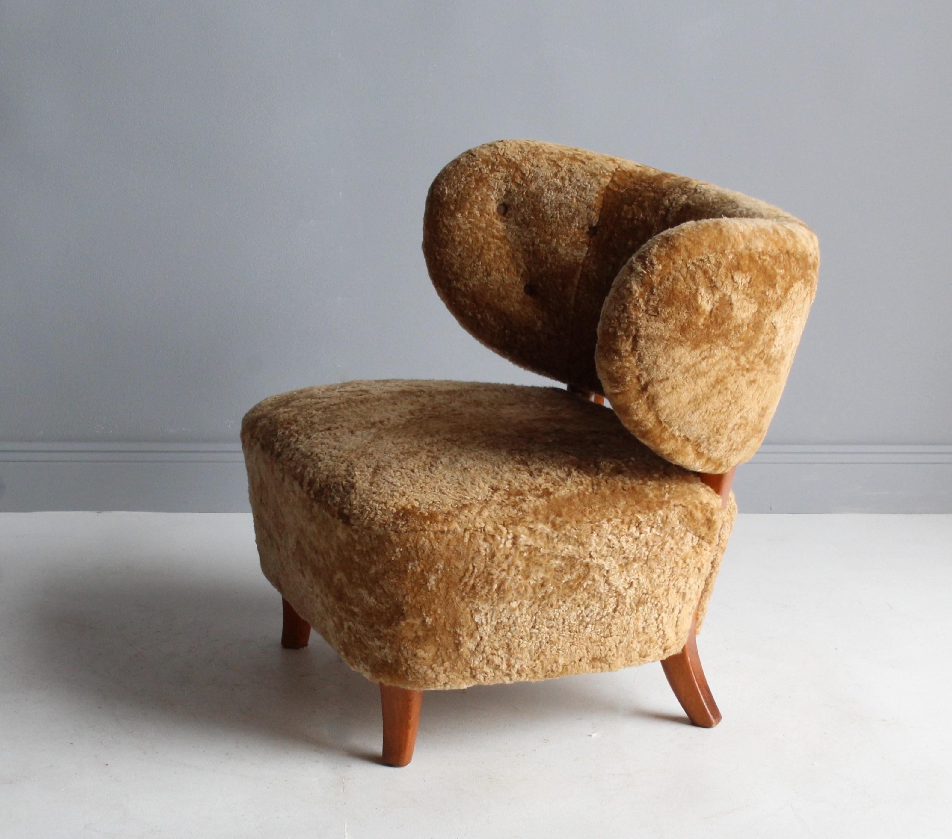 Otto Schulz 'Attributed, ' Modernist Lounge Chair, Sheepskin, Beech, 1940s 1