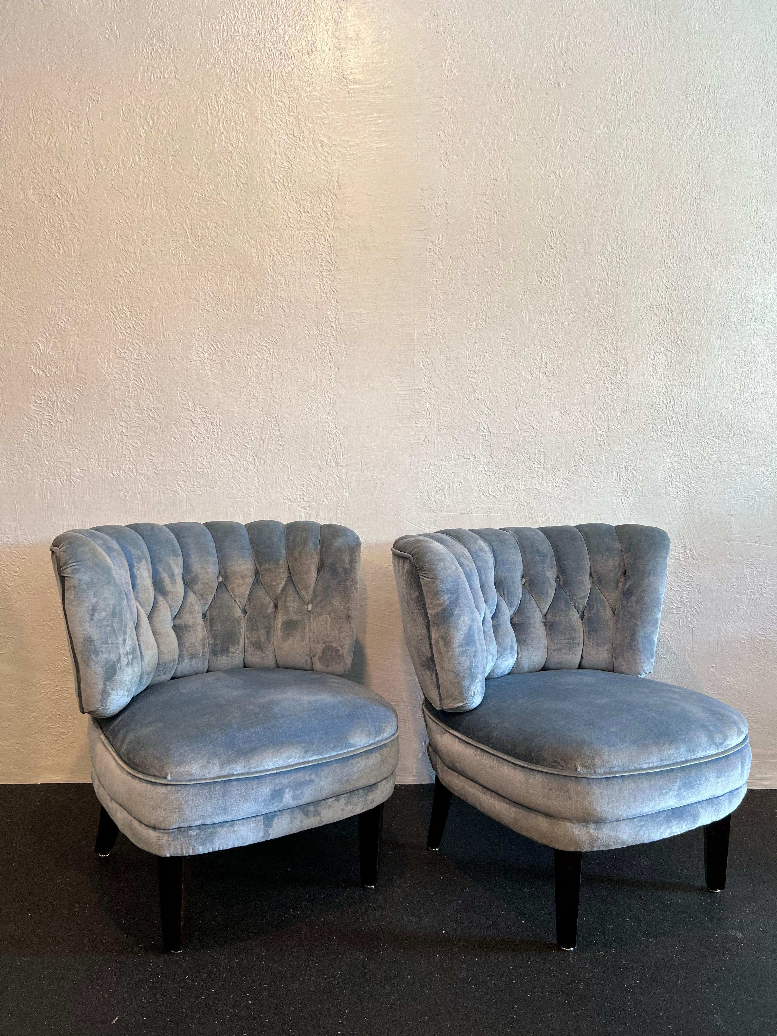 Mid-Century Modern Otto Schulz Tufted Easy Chairs- a Pair For Sale